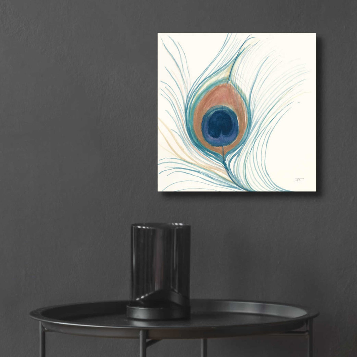 Epic Art 'Peacock Feather II Blue' by Miranda Thomas, Acrylic Glass Wall Art,12x12