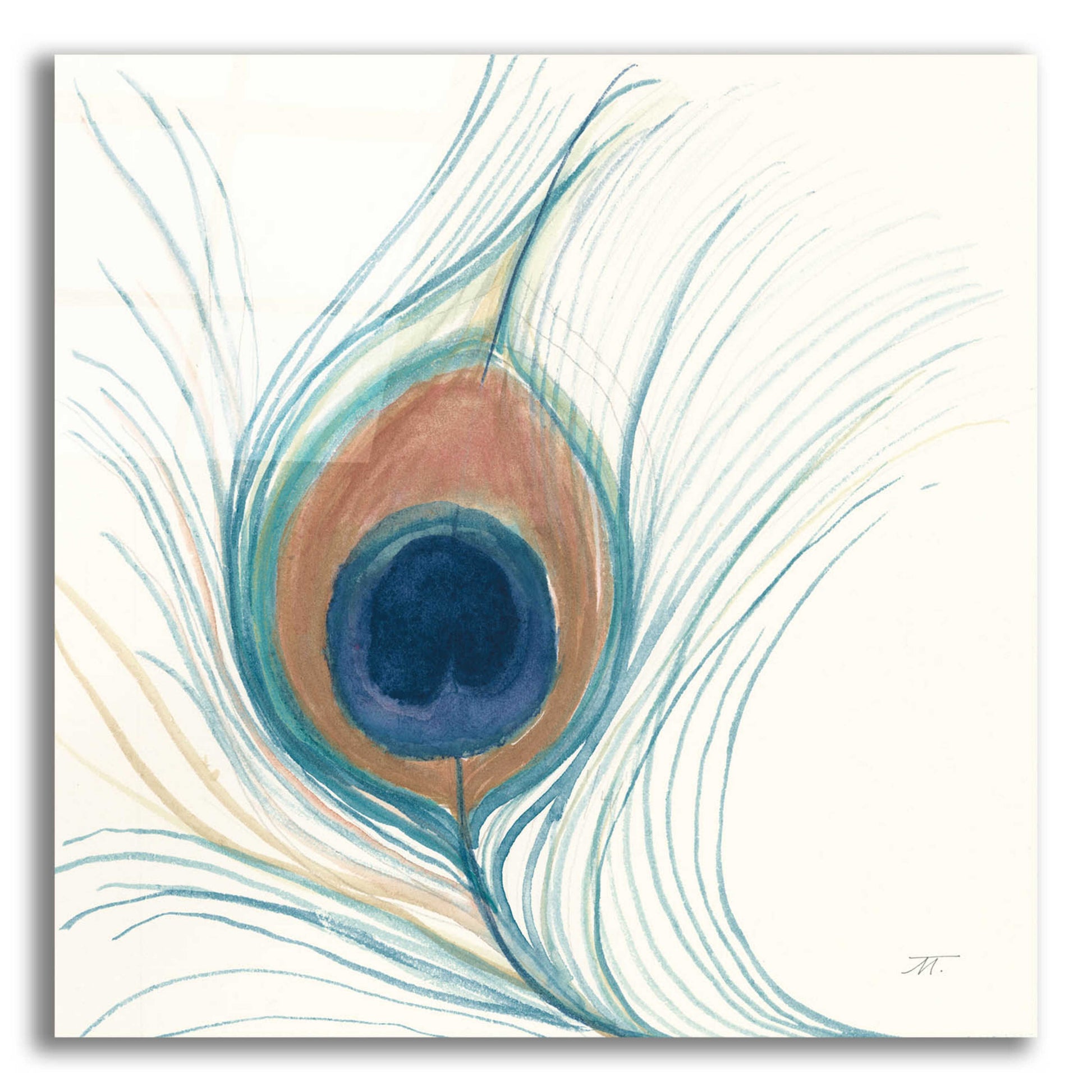 Epic Art 'Peacock Feather II Blue' by Miranda Thomas, Acrylic Glass Wall Art