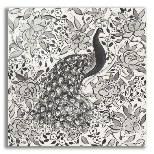 Epic Art 'Peacock Garden III BW' by Miranda Thomas, Acrylic Glass Wall Art