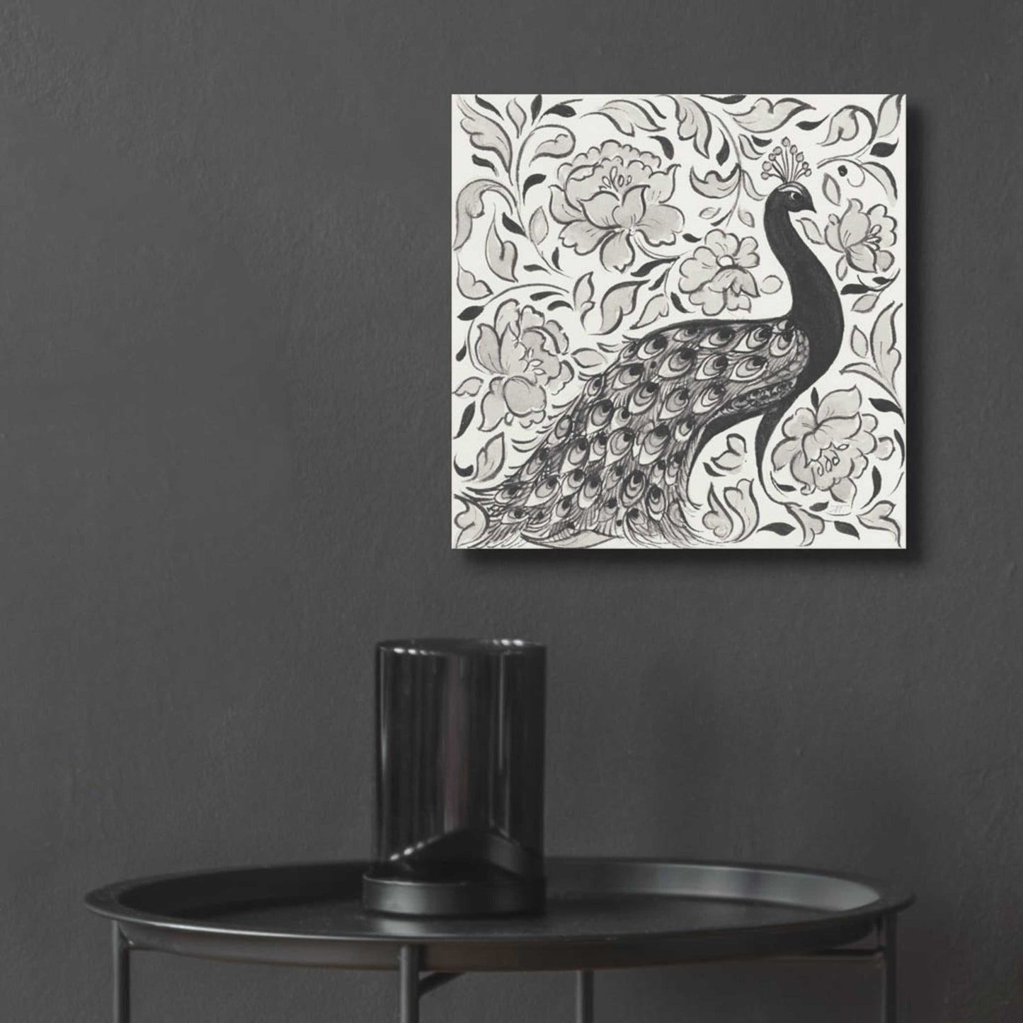 Epic Art 'Peacock Garden IV BW' by Miranda Thomas, Acrylic Glass Wall Art,12x12