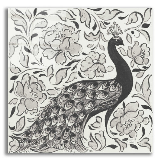 Epic Art 'Peacock Garden IV BW' by Miranda Thomas, Acrylic Glass Wall Art