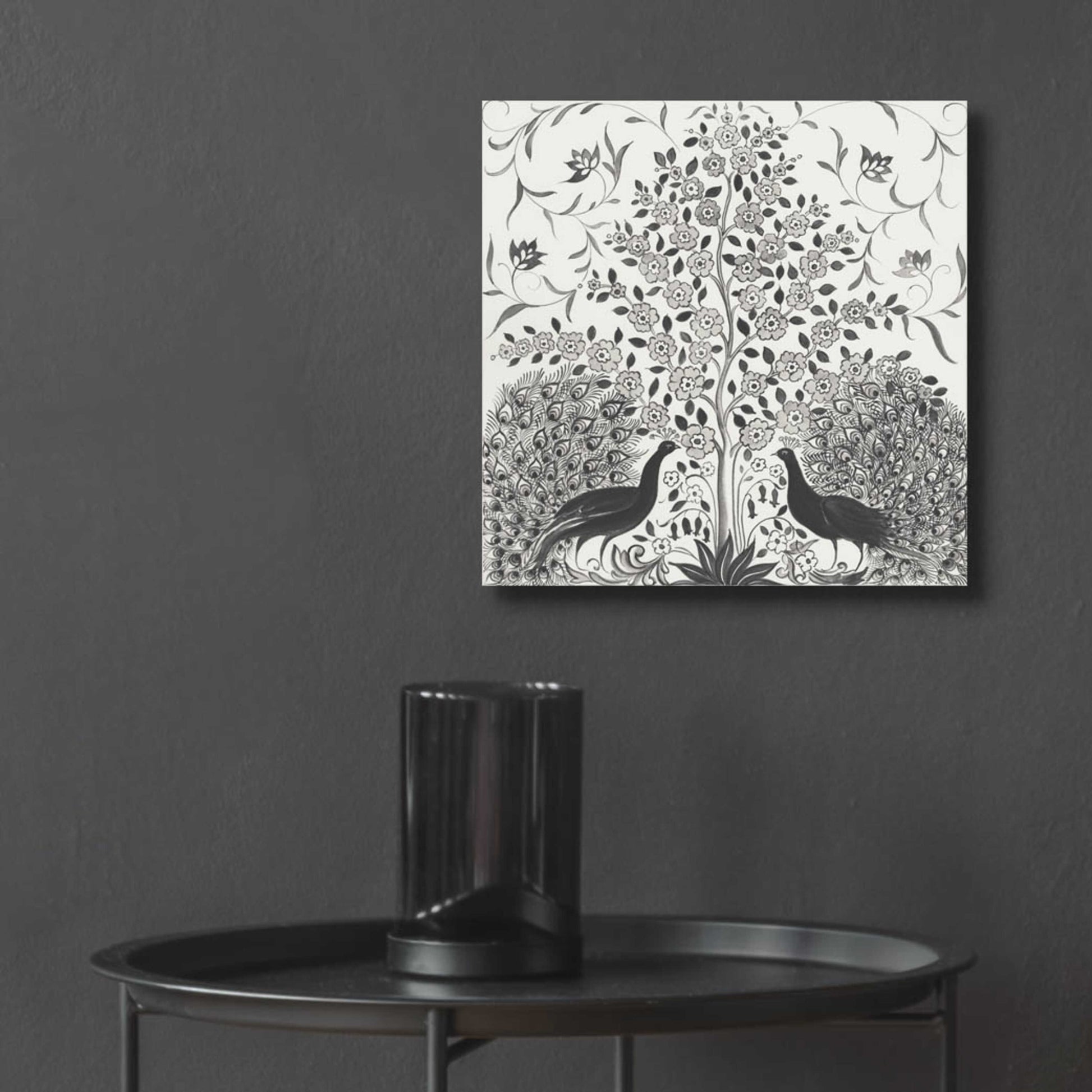 Epic Art 'Peacock Garden VIII BW' by Miranda Thomas, Acrylic Glass Wall Art,12x12