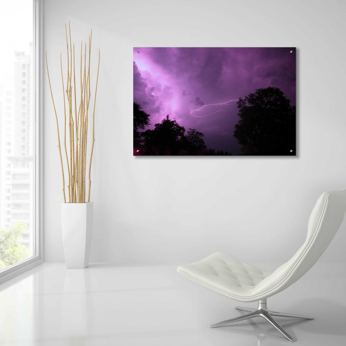 Epic Art 'Purpureus Lightning' by Unknown Artist, Acrylic Glass Wall Art,36x24