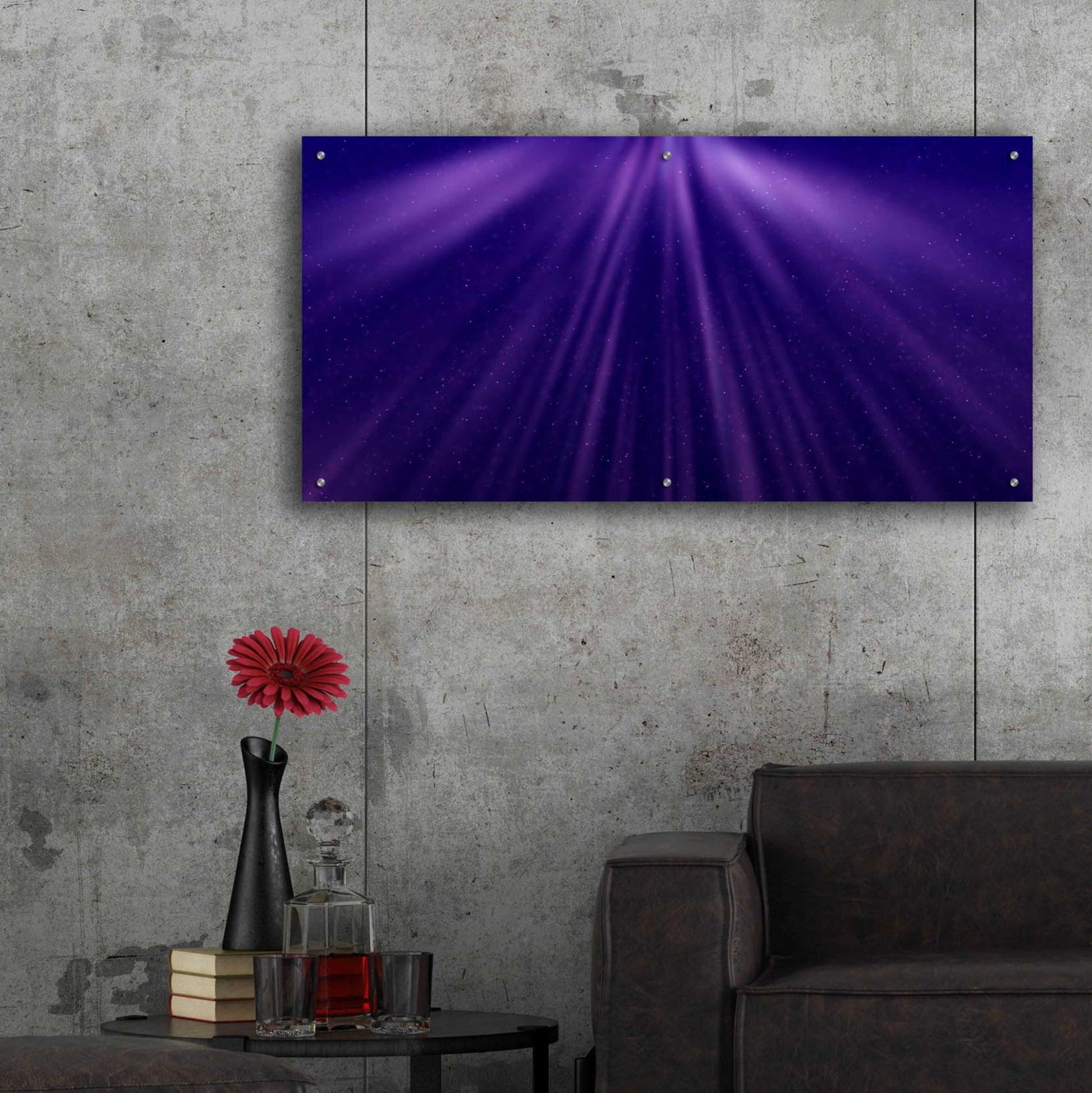 Epic Art 'Oceanic Moon Rays' by Unknown Artist, Acrylic Glass Wall Art,48x24