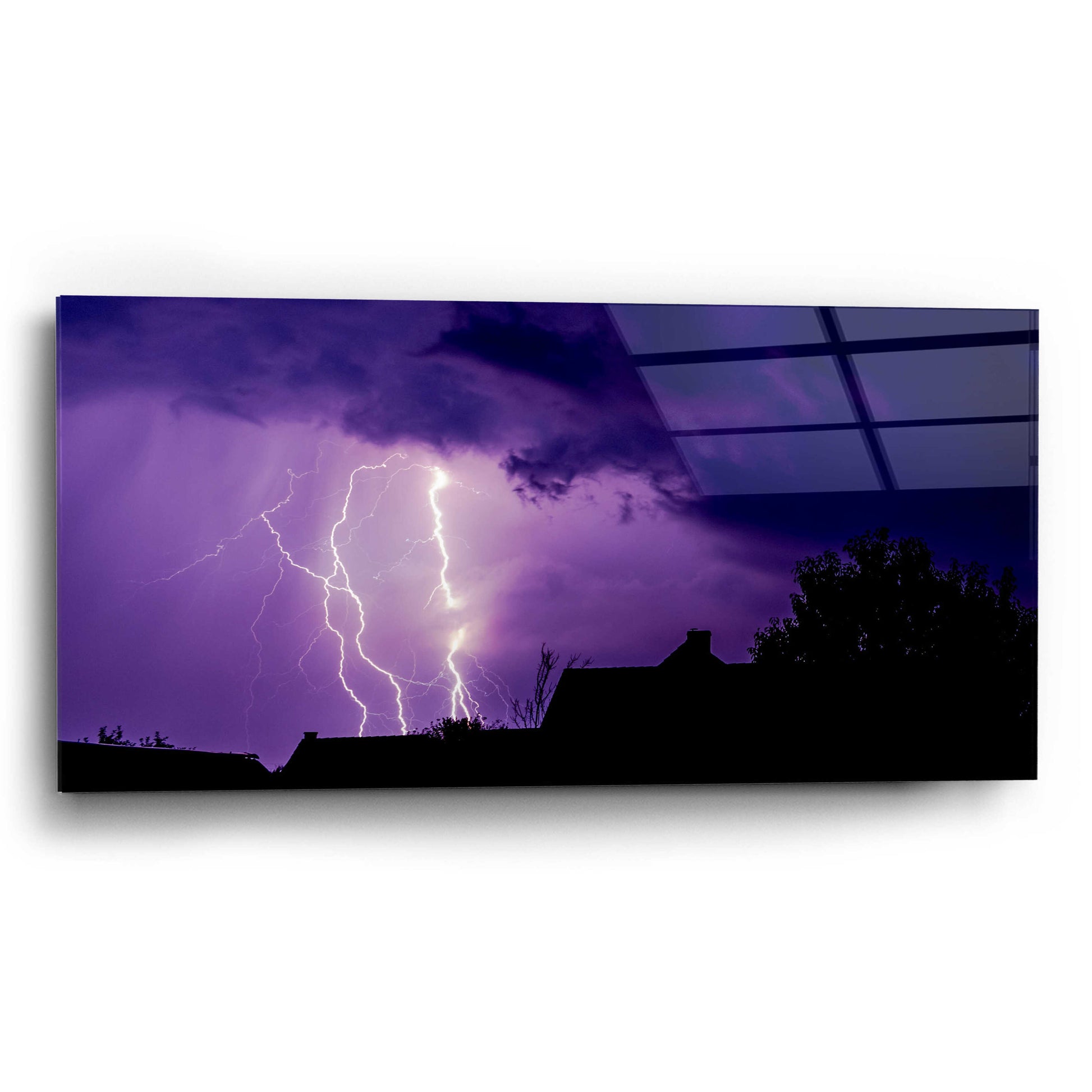 Epic Art 'Amethyst Lightning' by Unknown Artist, Acrylic Glass Wall Art,24x12