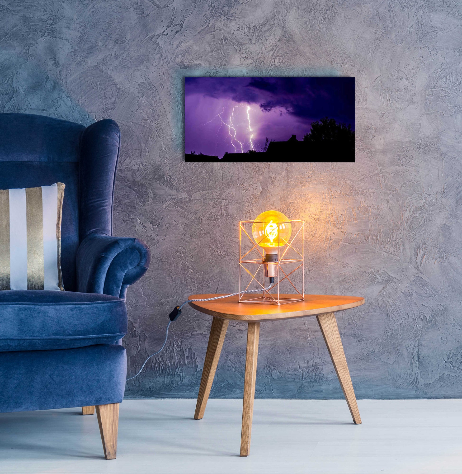 Epic Art 'Amethyst Lightning' by Unknown Artist, Acrylic Glass Wall Art,24x12