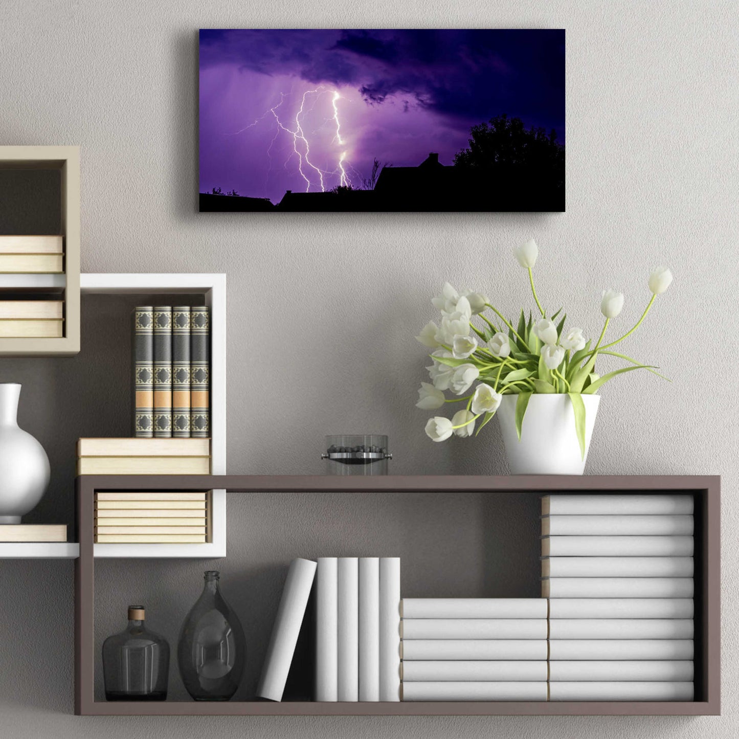 Epic Art 'Amethyst Lightning' by Unknown Artist, Acrylic Glass Wall Art,24x12