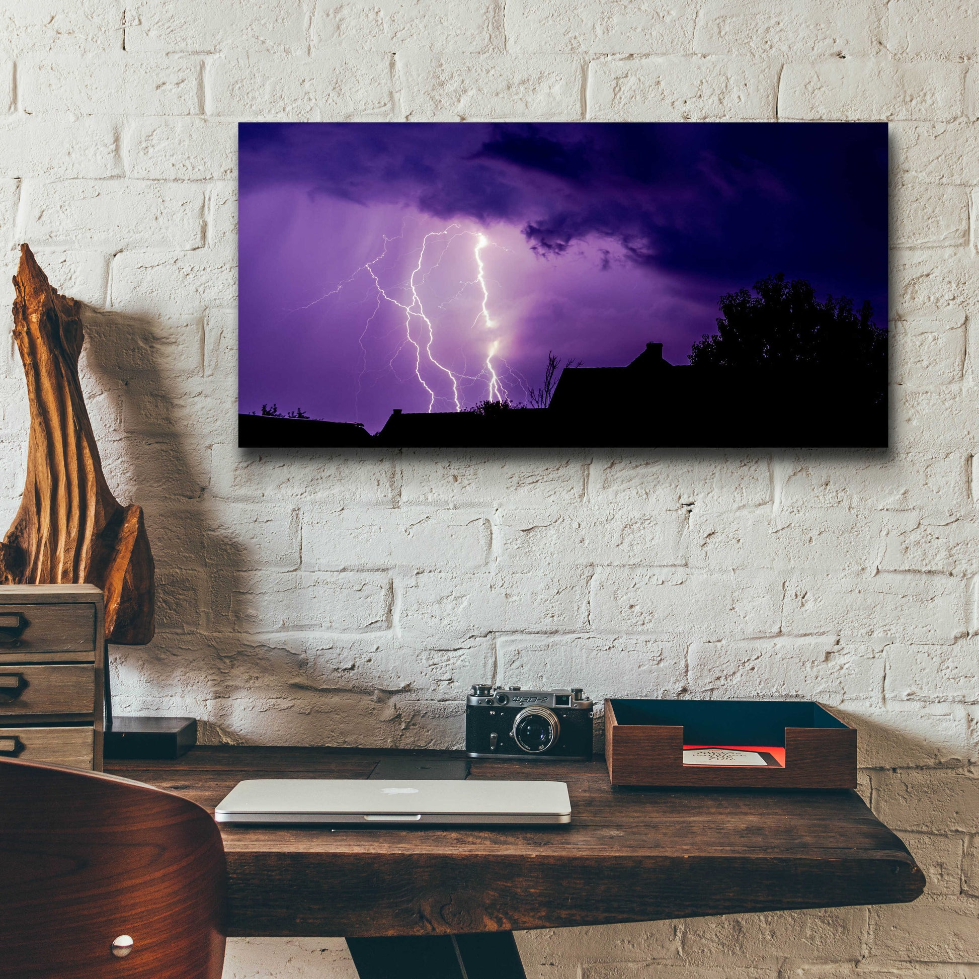 Epic Art 'Amethyst Lightning' by Unknown Artist, Acrylic Glass Wall Art,24x12