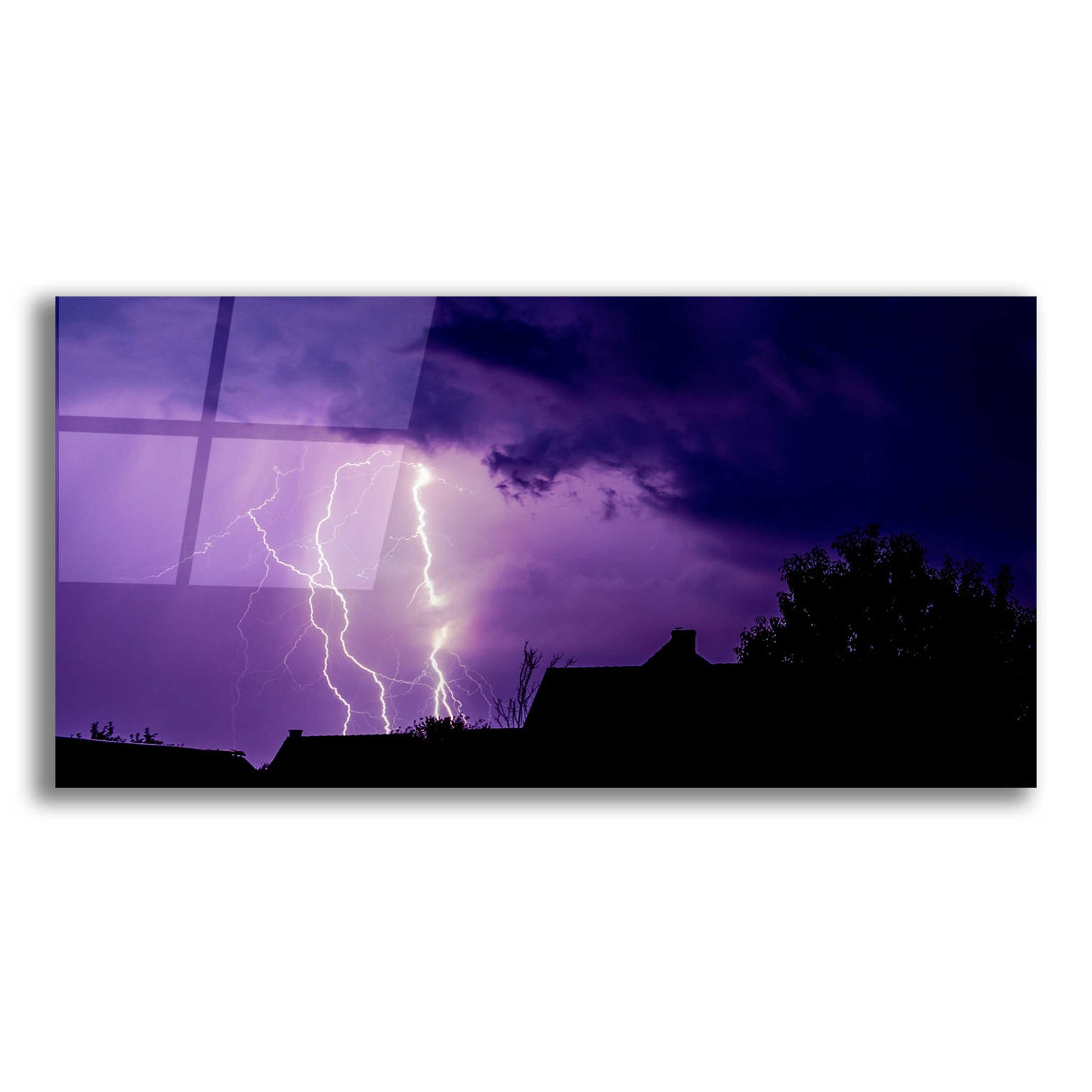 Epic Art 'Amethyst Lightning' by Unknown Artist, Acrylic Glass Wall Art,24x12