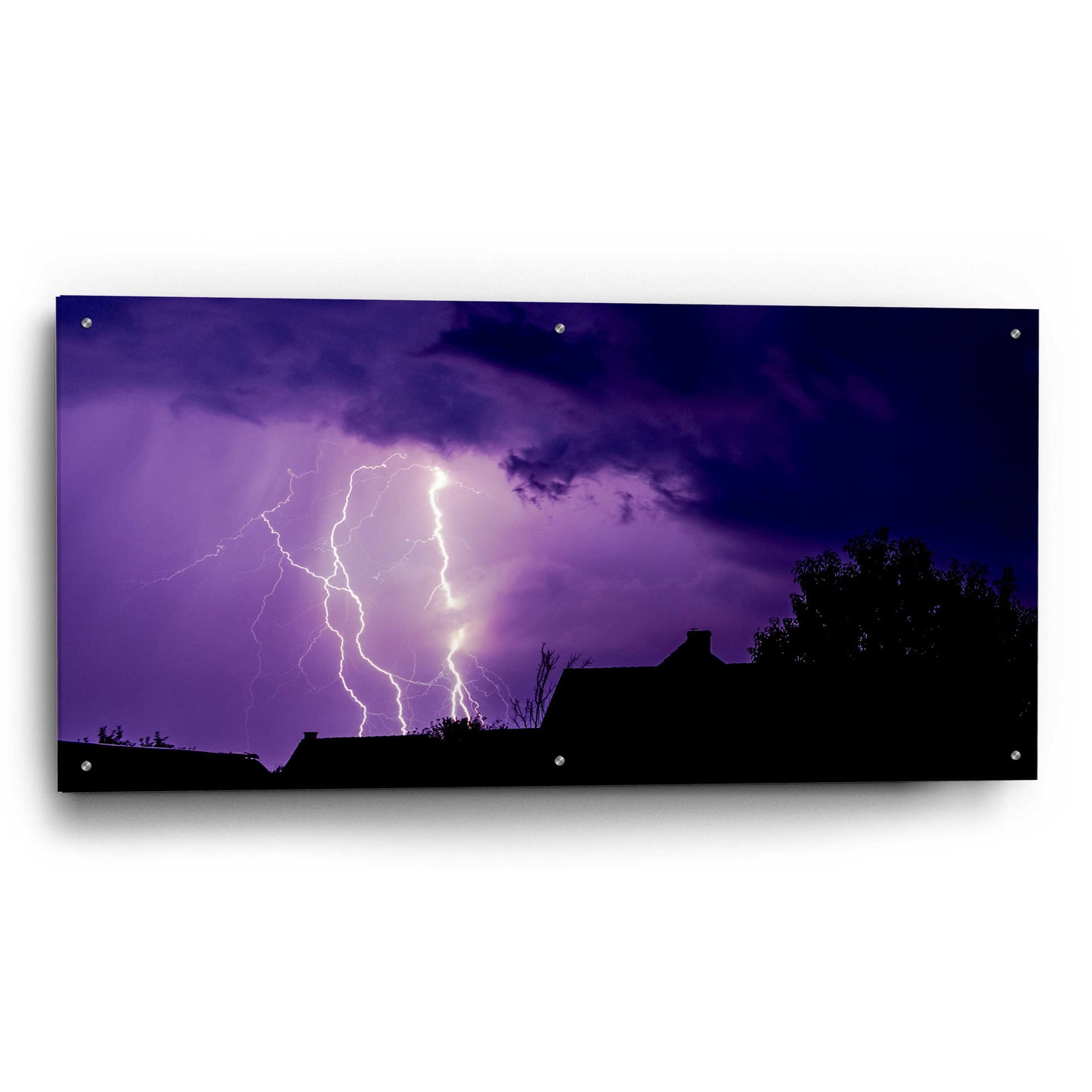 Epic Art 'Amethyst Lightning' by Unknown Artist, Acrylic Glass Wall Art,48x24