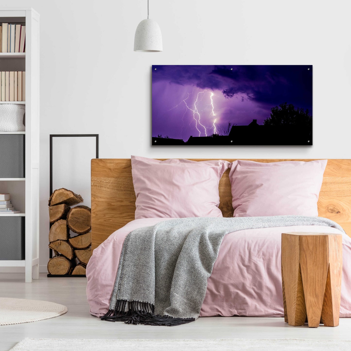 Epic Art 'Amethyst Lightning' by Unknown Artist, Acrylic Glass Wall Art,48x24