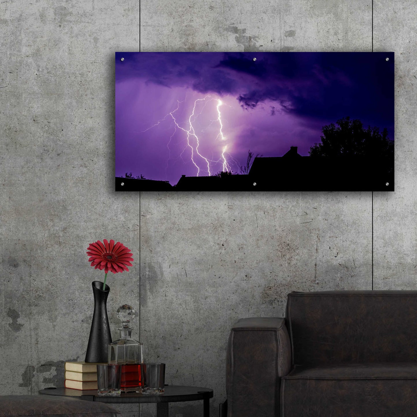 Epic Art 'Amethyst Lightning' by Unknown Artist, Acrylic Glass Wall Art,48x24