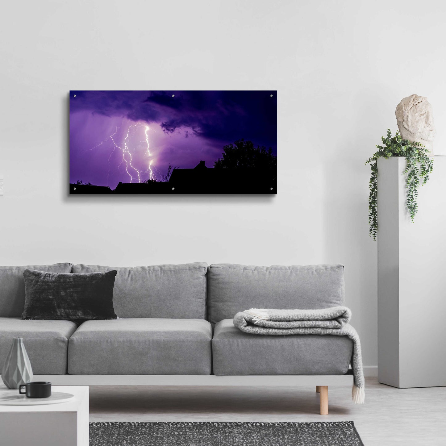 Epic Art 'Amethyst Lightning' by Unknown Artist, Acrylic Glass Wall Art,48x24