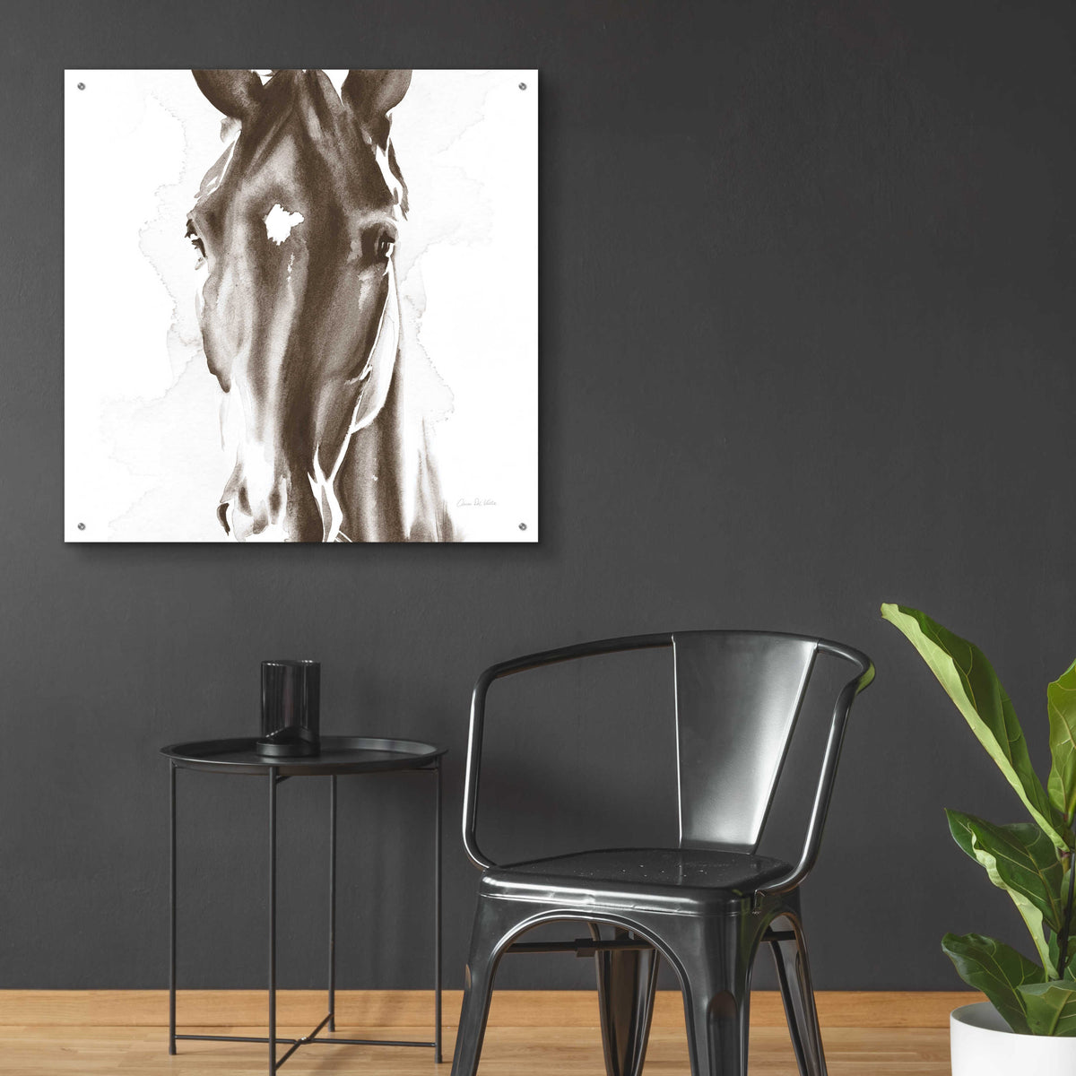 Le Cheval Noir Brown by Alan Majchrowicz - 36x36 acrylic wall art in a room