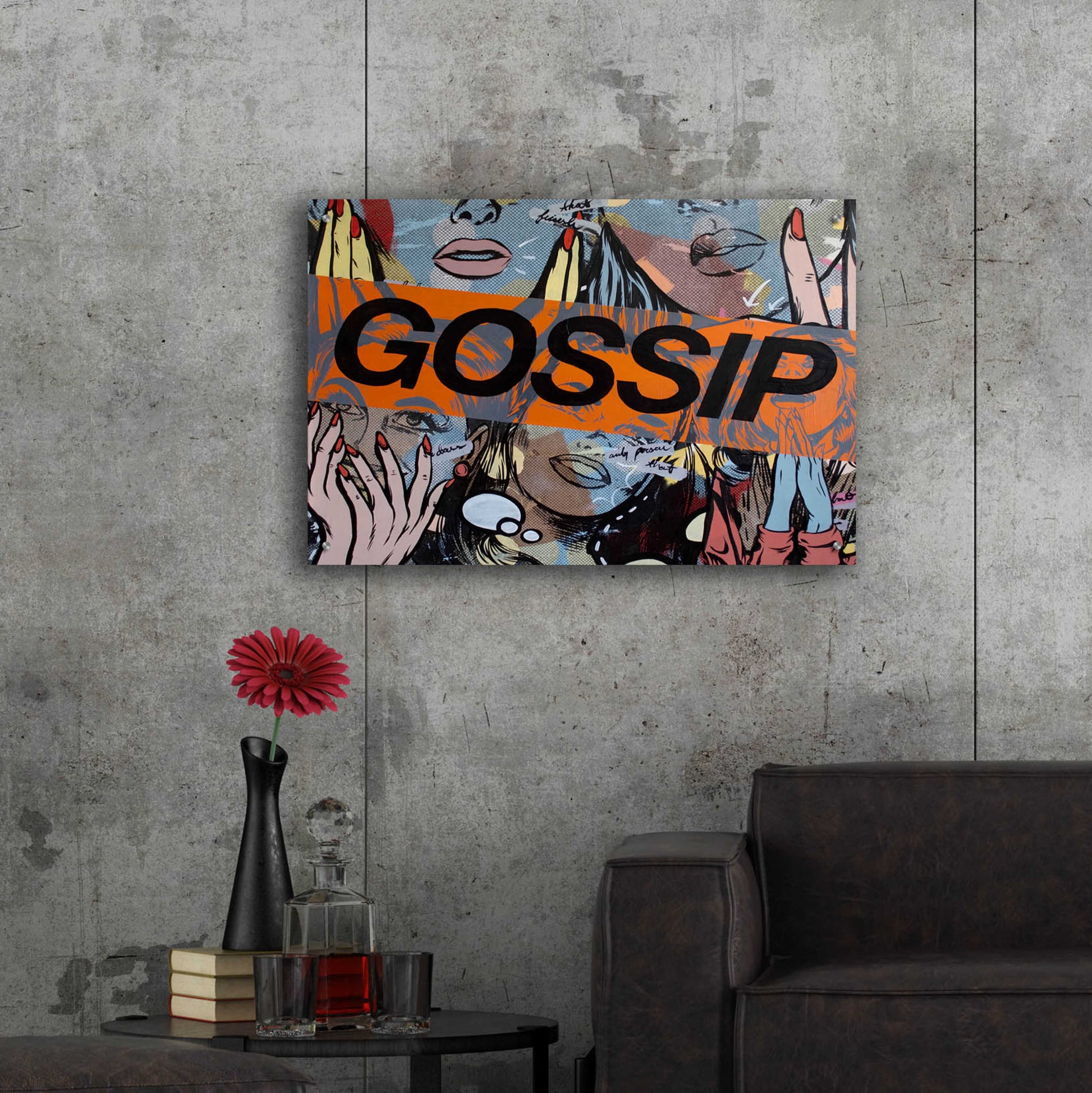 Epic Art 'Gossiping' by Dan Monteavaro, Acrylic Glass Wall Art,36x24