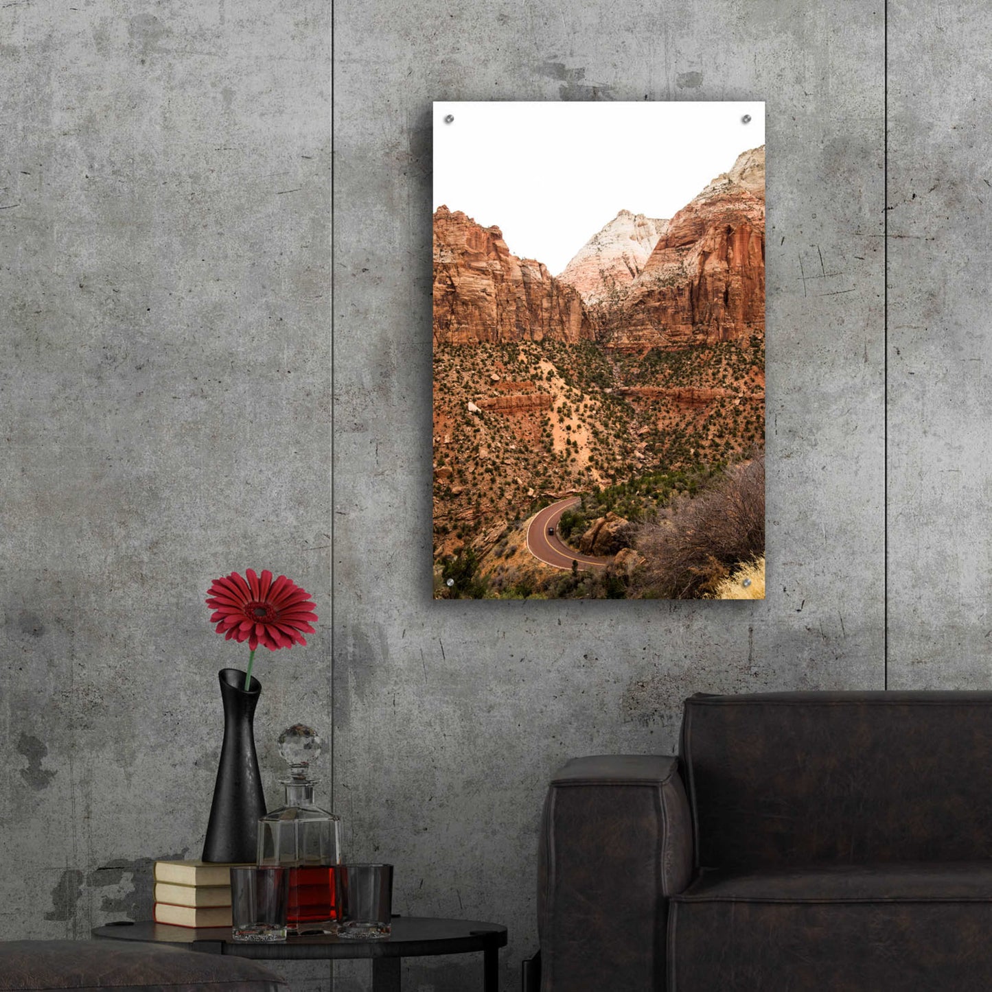 Epic Art ' Car In Zion National Park' by Robin Vandenabeele, Acrylic Glass Wall Art,24x36