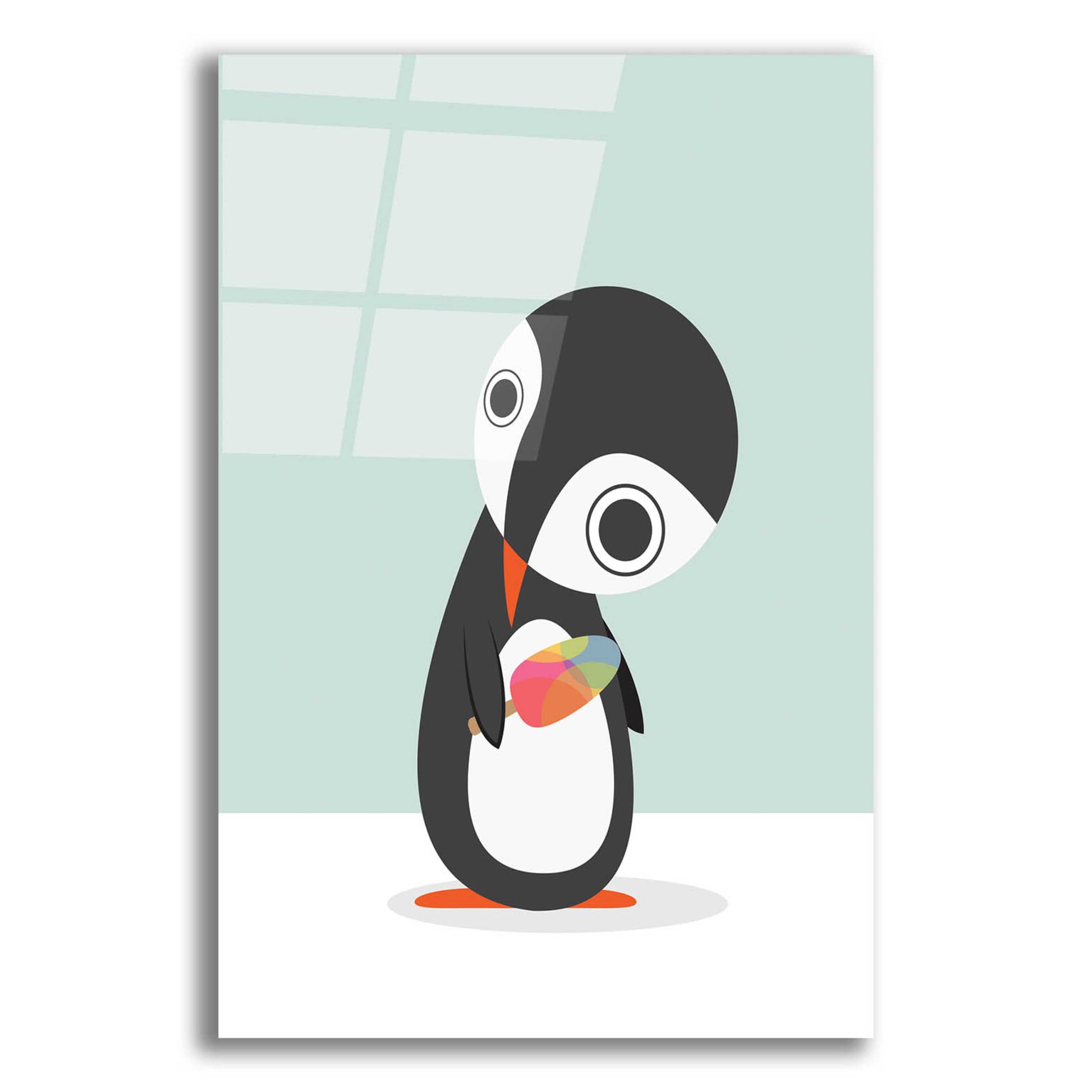 Epic Art 'Pingu Loves Ice Cream' by Volkan Dalyan, Acrylic Glass Wall Art,16x24