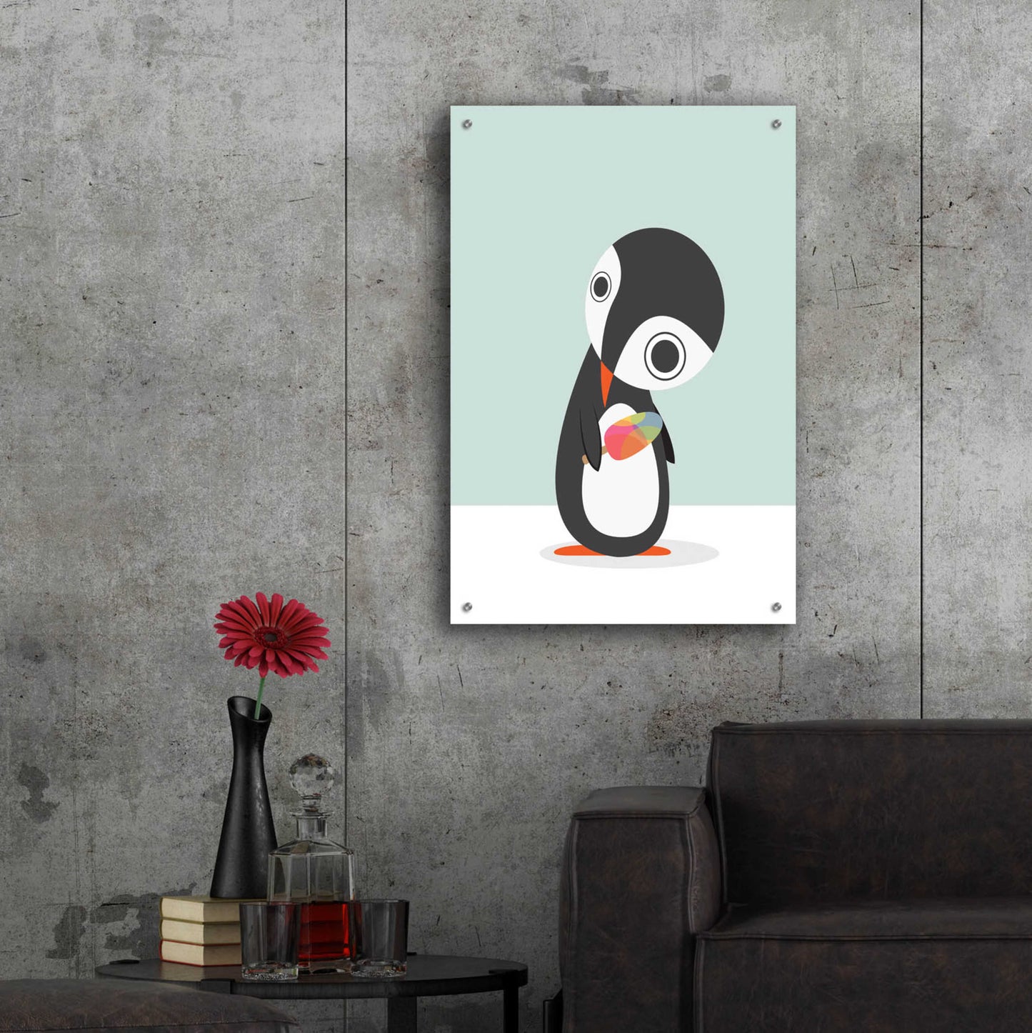 Epic Art 'Pingu Loves Ice Cream' by Volkan Dalyan, Acrylic Glass Wall Art,24x36