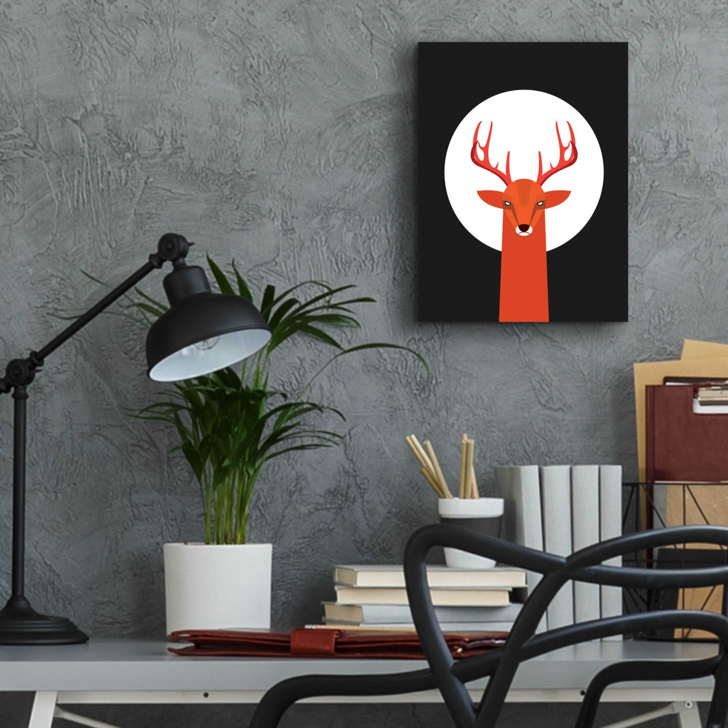 Epic Art 'Deer & Moon' by Volkan Dalyan, Acrylic Glass Wall Art,12x16