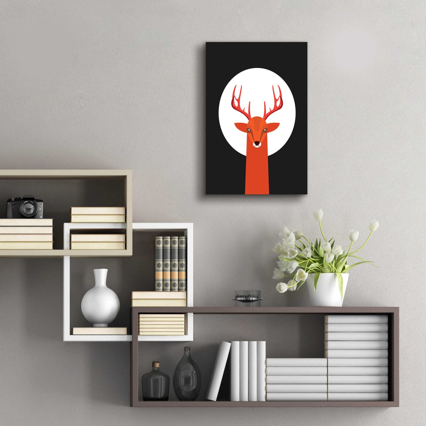 Epic Art 'Deer & Moon' by Volkan Dalyan, Acrylic Glass Wall Art,16x24