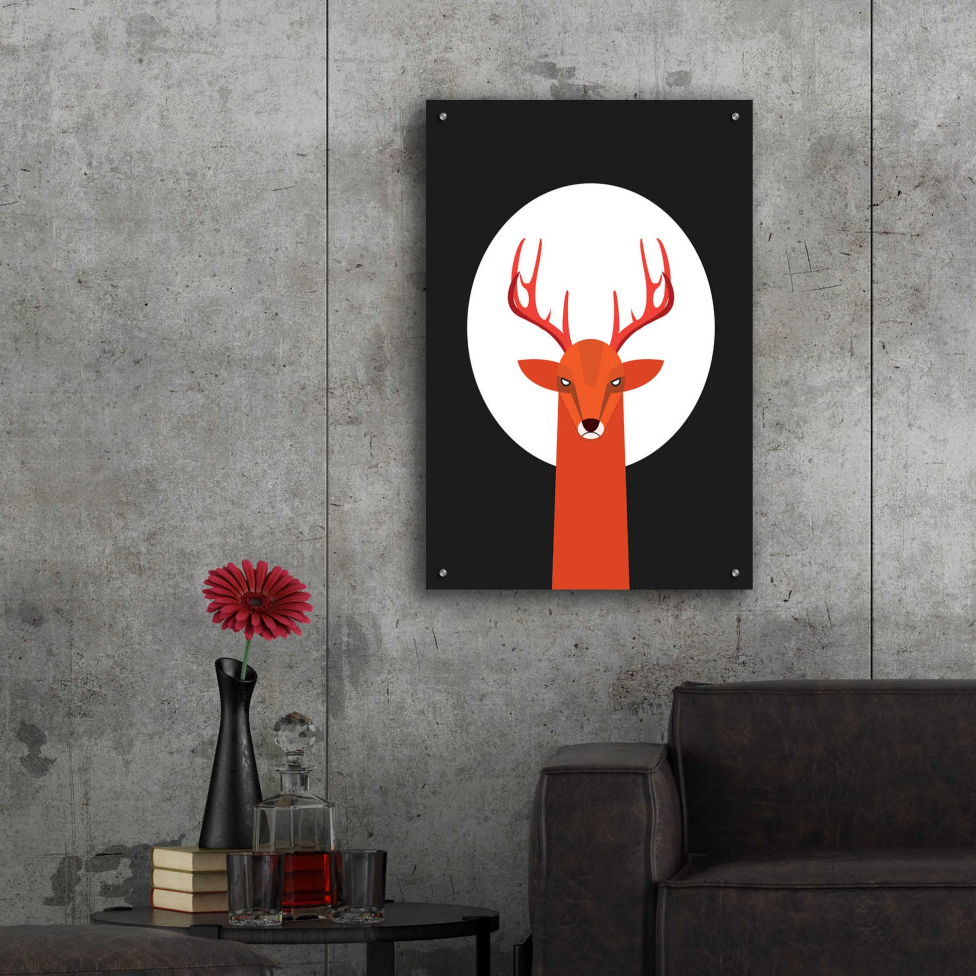 Epic Art 'Deer & Moon' by Volkan Dalyan, Acrylic Glass Wall Art,24x36