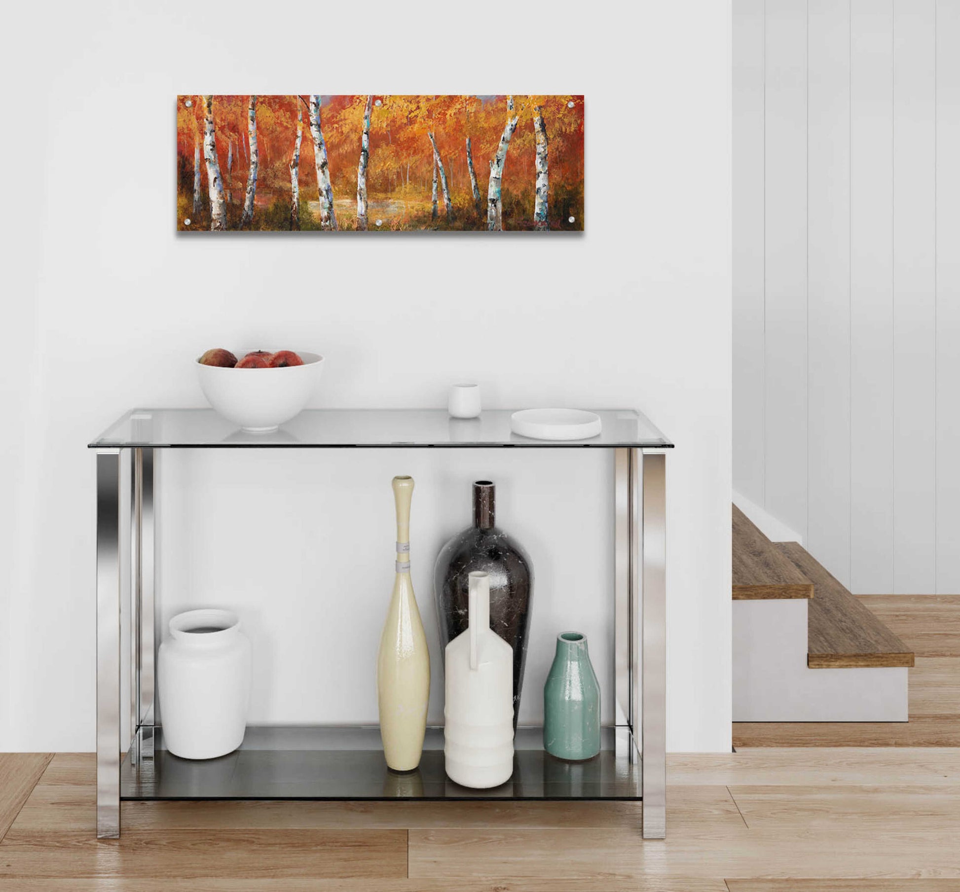 Epic Art 'Autumn Birch I' by Art Fronckowiak, Acrylic Glass Wall Art,36x12