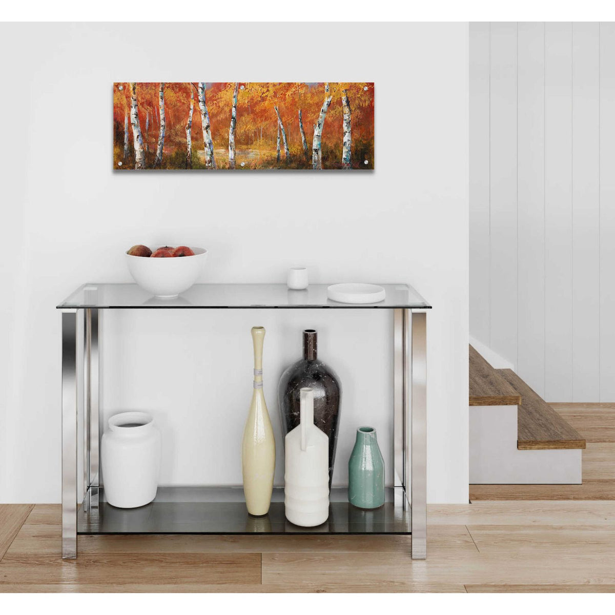 Autumn Birch I by Art Fronckowiak - 36x12 acrylic wall art in a room