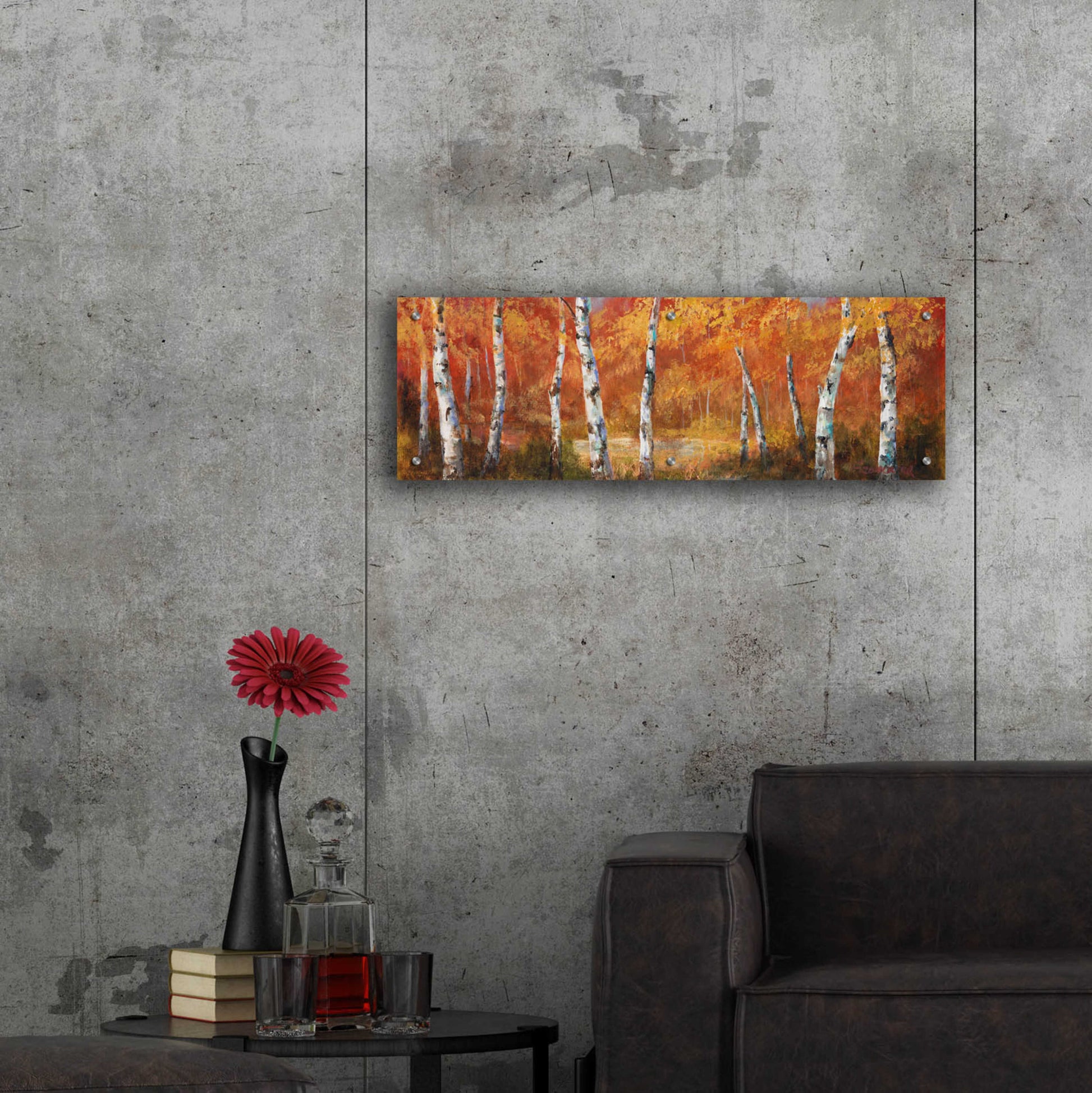 Epic Art 'Autumn Birch I' by Art Fronckowiak, Acrylic Glass Wall Art,36x12