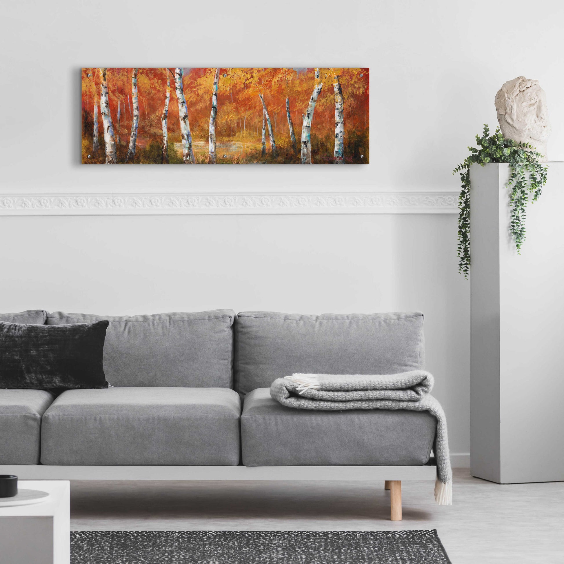 Epic Art 'Autumn Birch I' by Art Fronckowiak, Acrylic Glass Wall Art,48x16