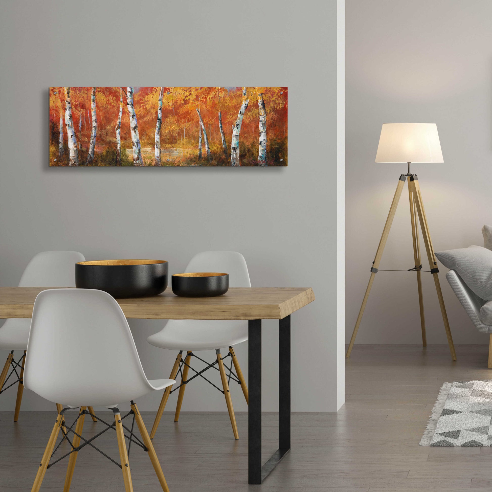 Epic Art 'Autumn Birch I' by Art Fronckowiak, Acrylic Glass Wall Art,48x16