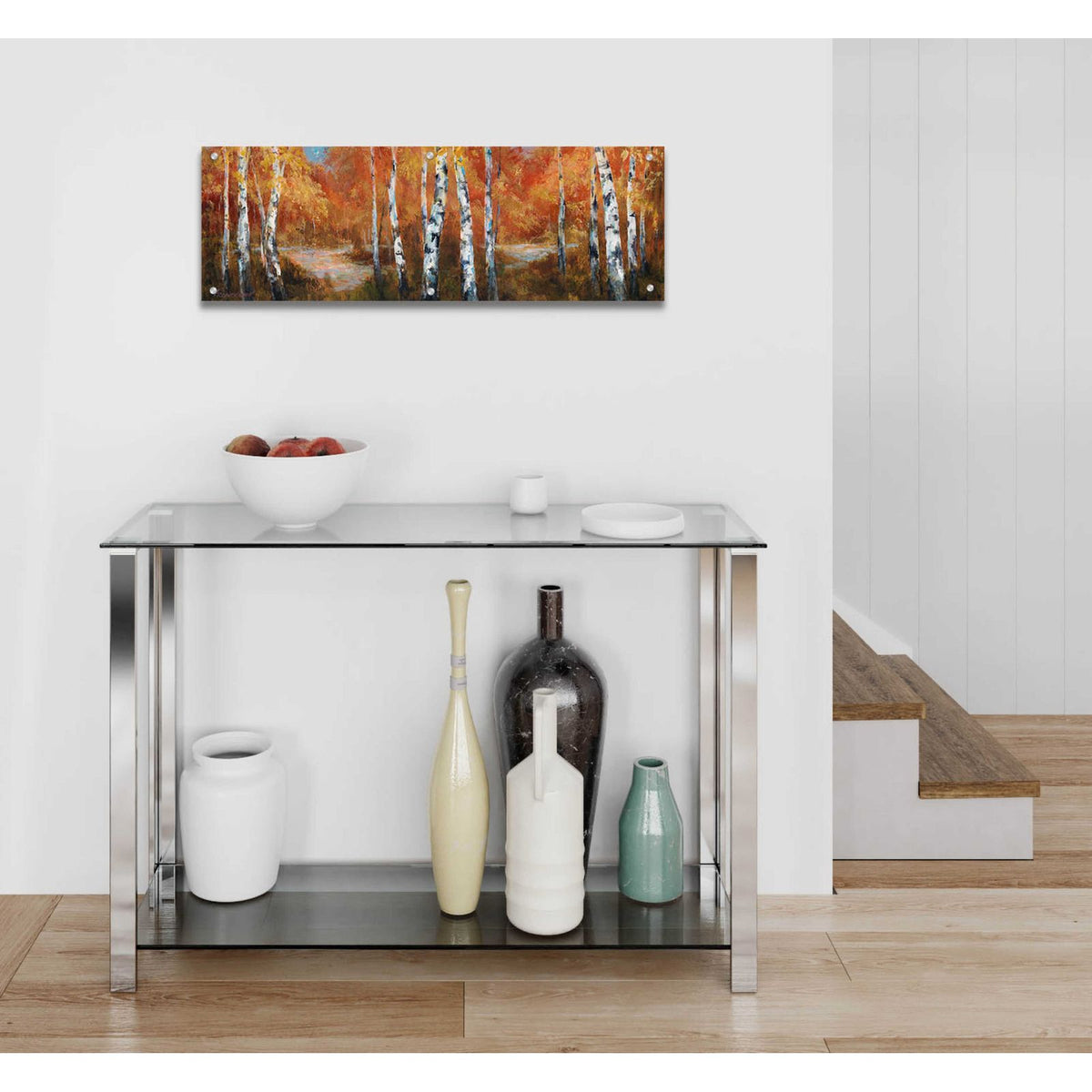 Epic Art 'Autumn Birch II' by Art Fronckowiak, Acrylic Glass Wall Art,36x12