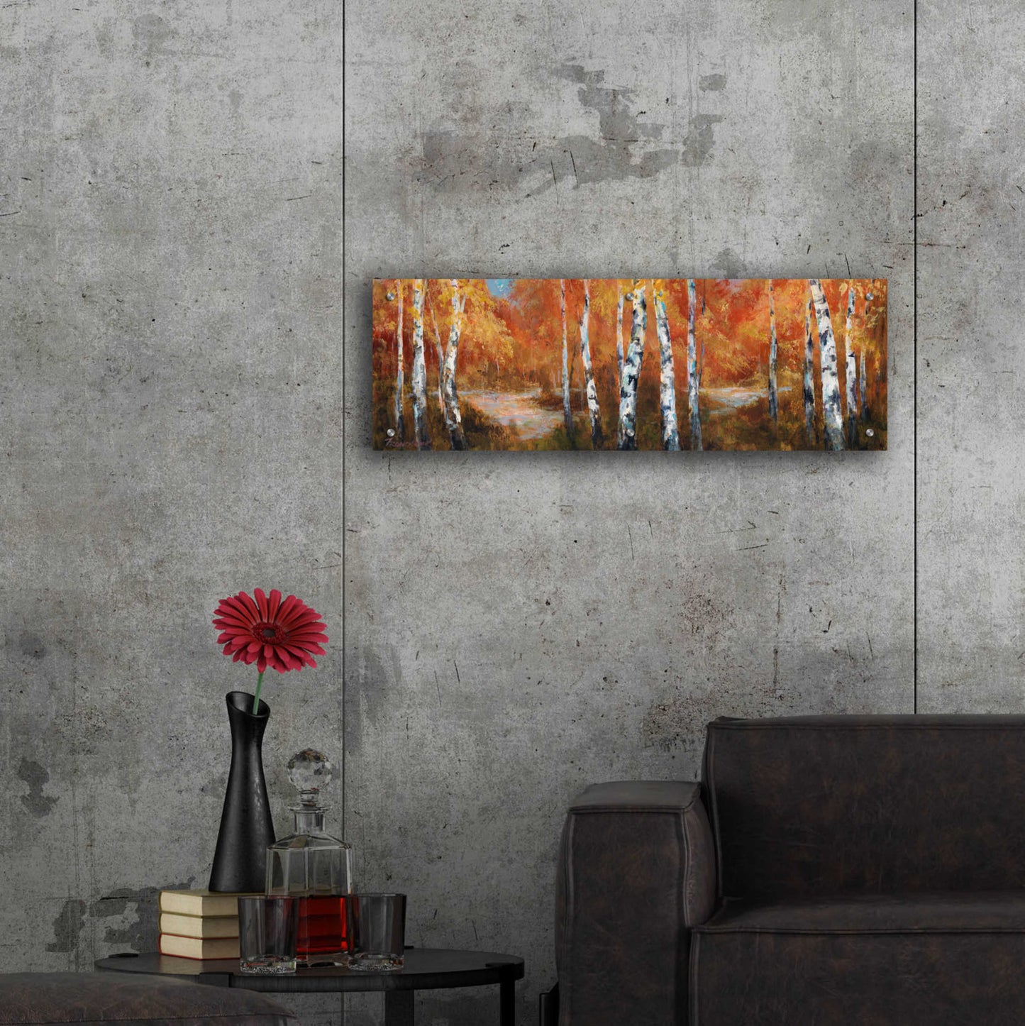 Epic Art 'Autumn Birch II' by Art Fronckowiak, Acrylic Glass Wall Art,36x12