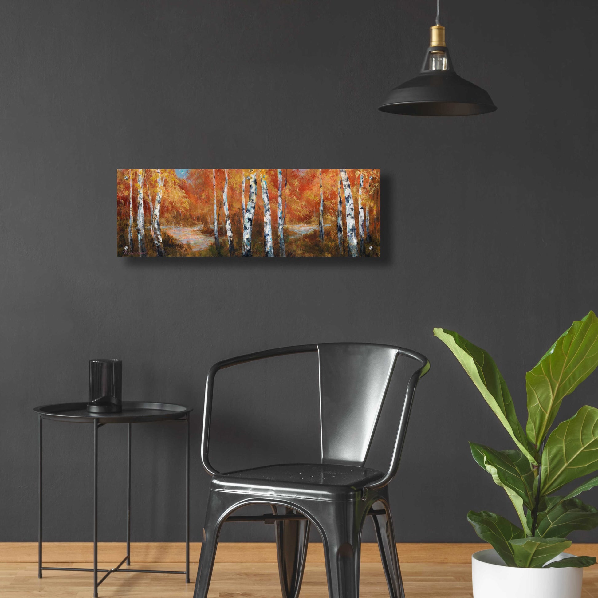 Epic Art 'Autumn Birch II' by Art Fronckowiak, Acrylic Glass Wall Art,36x12