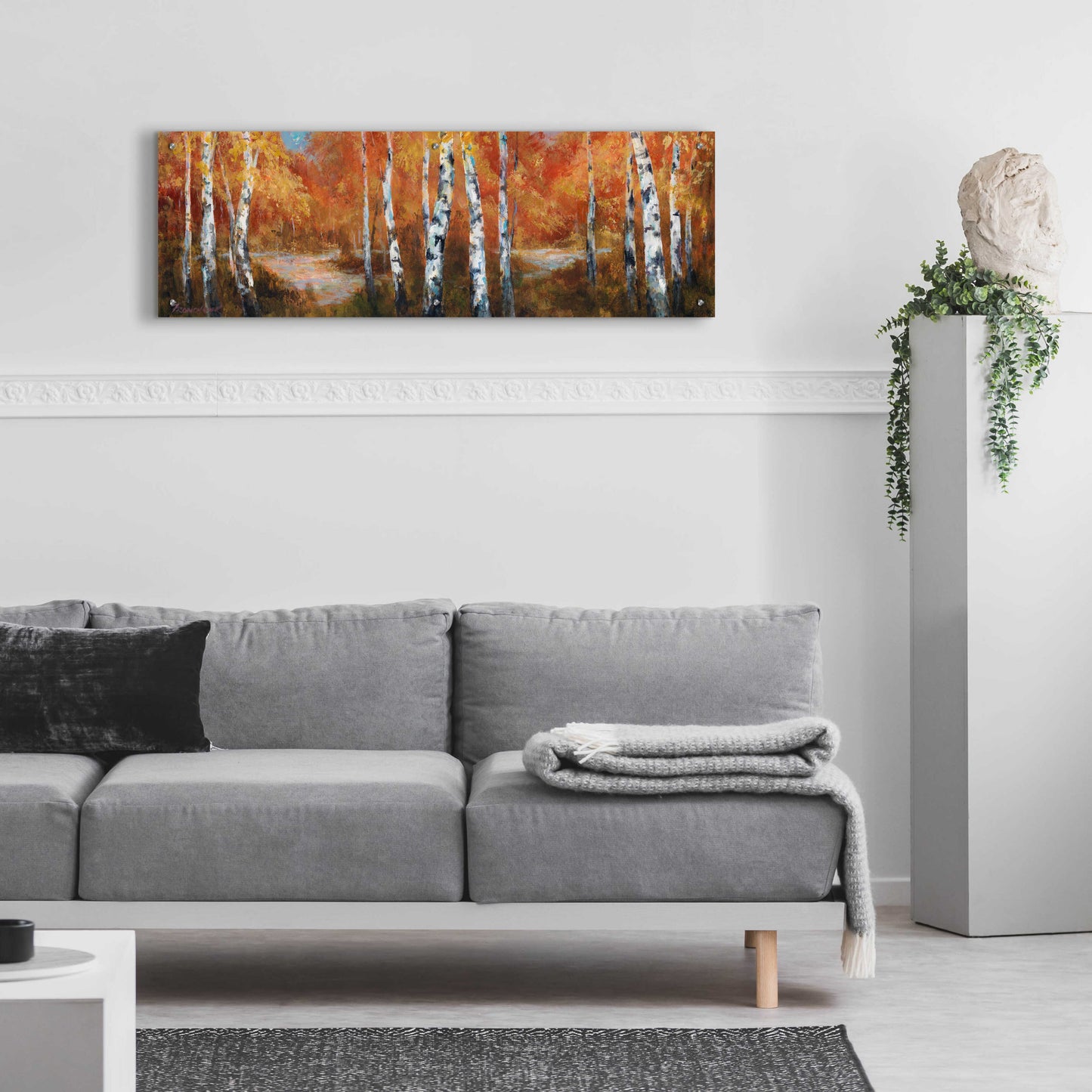 Epic Art 'Autumn Birch II' by Art Fronckowiak, Acrylic Glass Wall Art,48x16