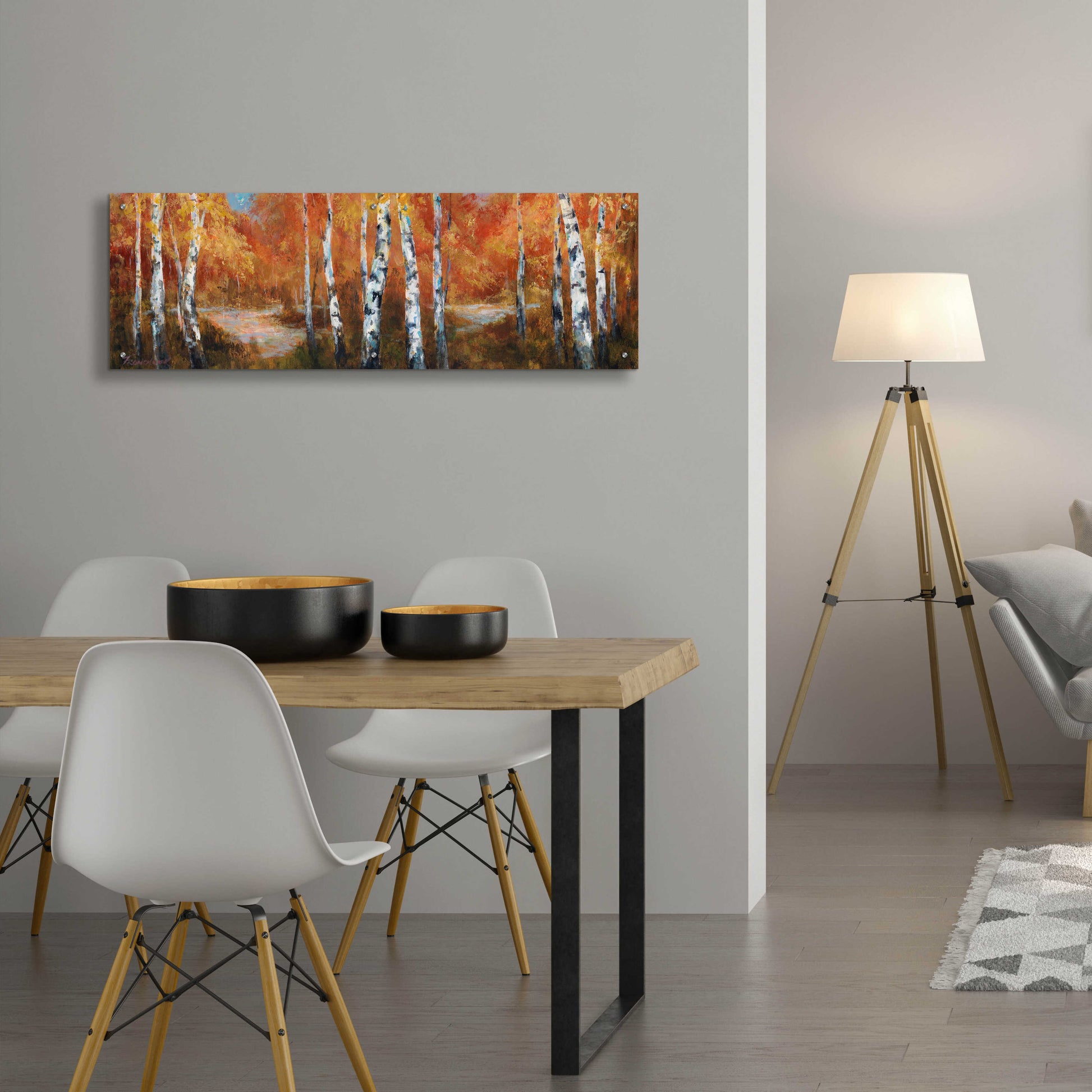 Epic Art 'Autumn Birch II' by Art Fronckowiak, Acrylic Glass Wall Art,48x16