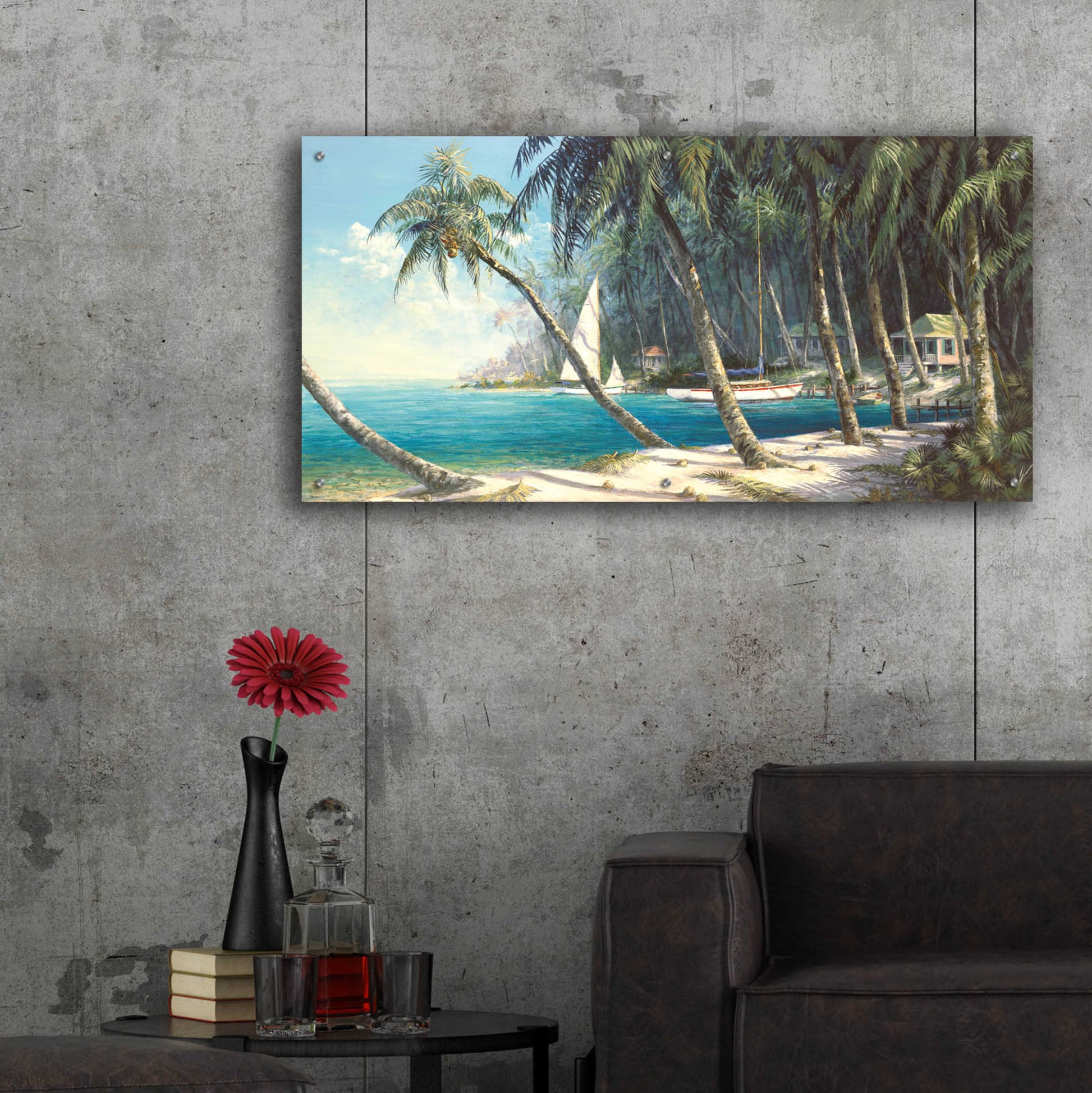 Epic Art 'Bali Cove' by Art Fronckowiak, Acrylic Glass Wall Art,48x24