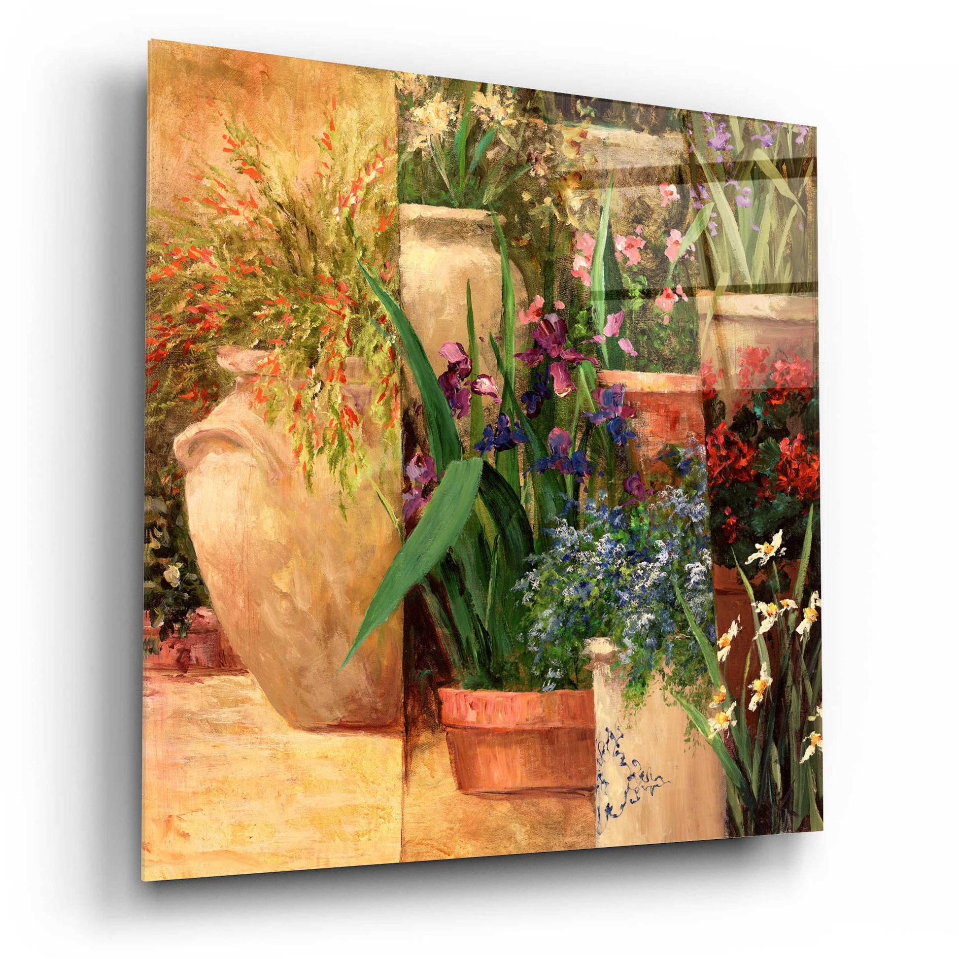 Epic Art 'Flower Pots Left' by Art Fronckowiak, Acrylic Glass Wall Art,12x12