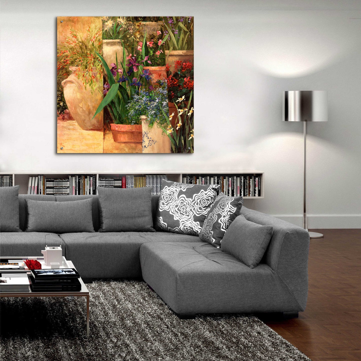 Epic Art 'Flower Pots Left' by Art Fronckowiak, Acrylic Glass Wall Art,36x36