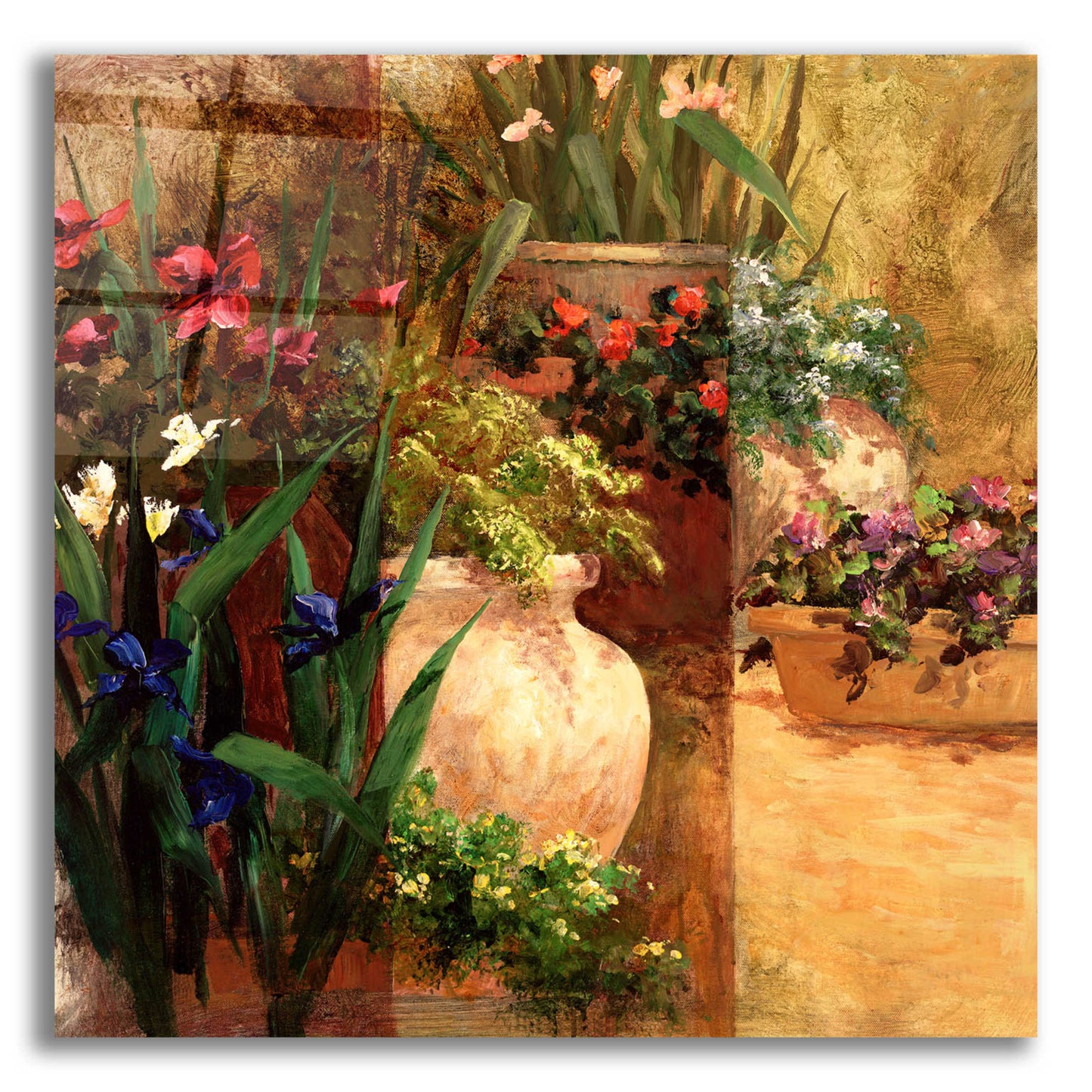 Epic Art 'Flower Pots Right' by Art Fronckowiak, Acrylic Glass Wall Art,12x12