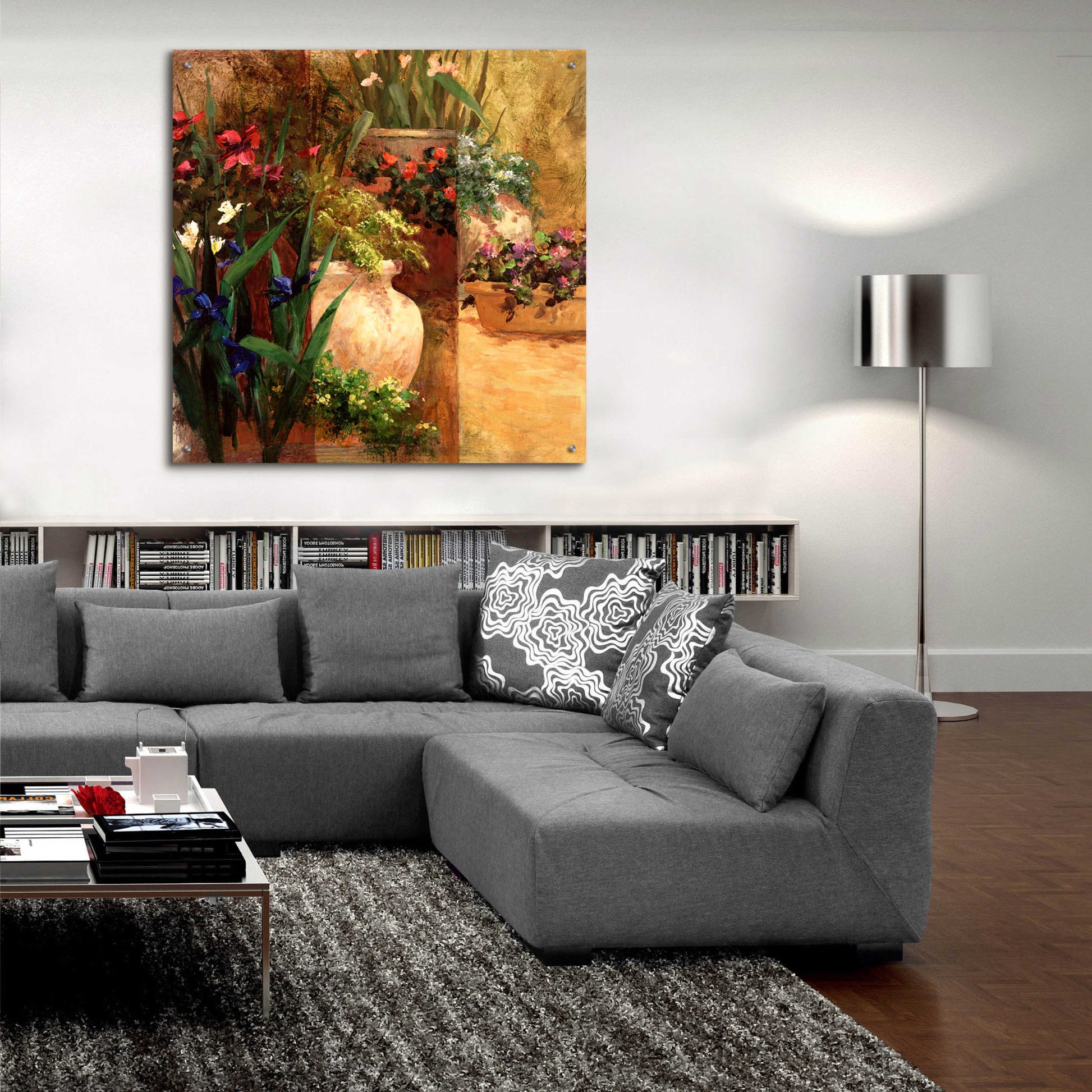 Epic Art 'Flower Pots Right' by Art Fronckowiak, Acrylic Glass Wall Art,36x36