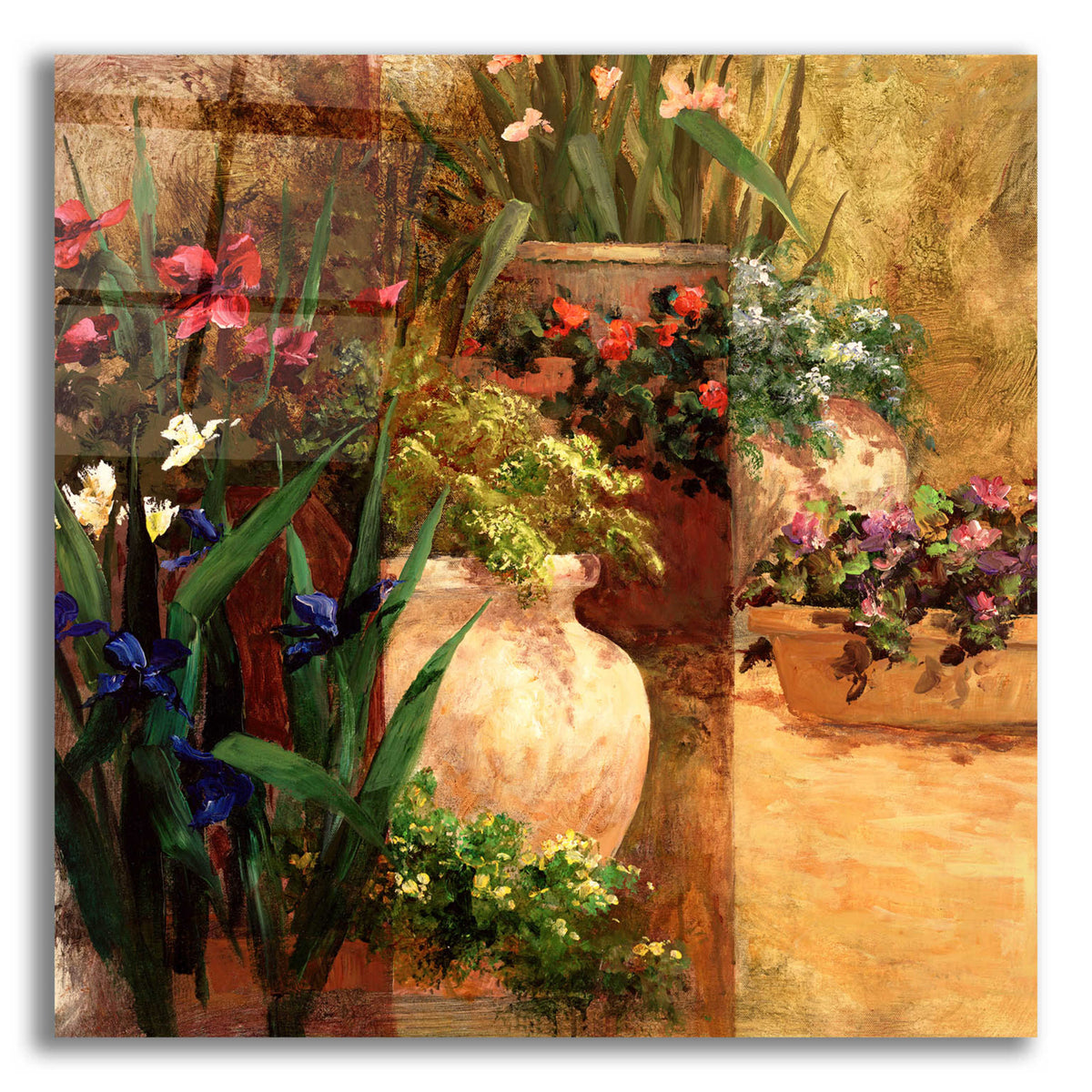 Epic Art 'Flower Pots Right' by Art Fronckowiak, Acrylic Glass Wall Art