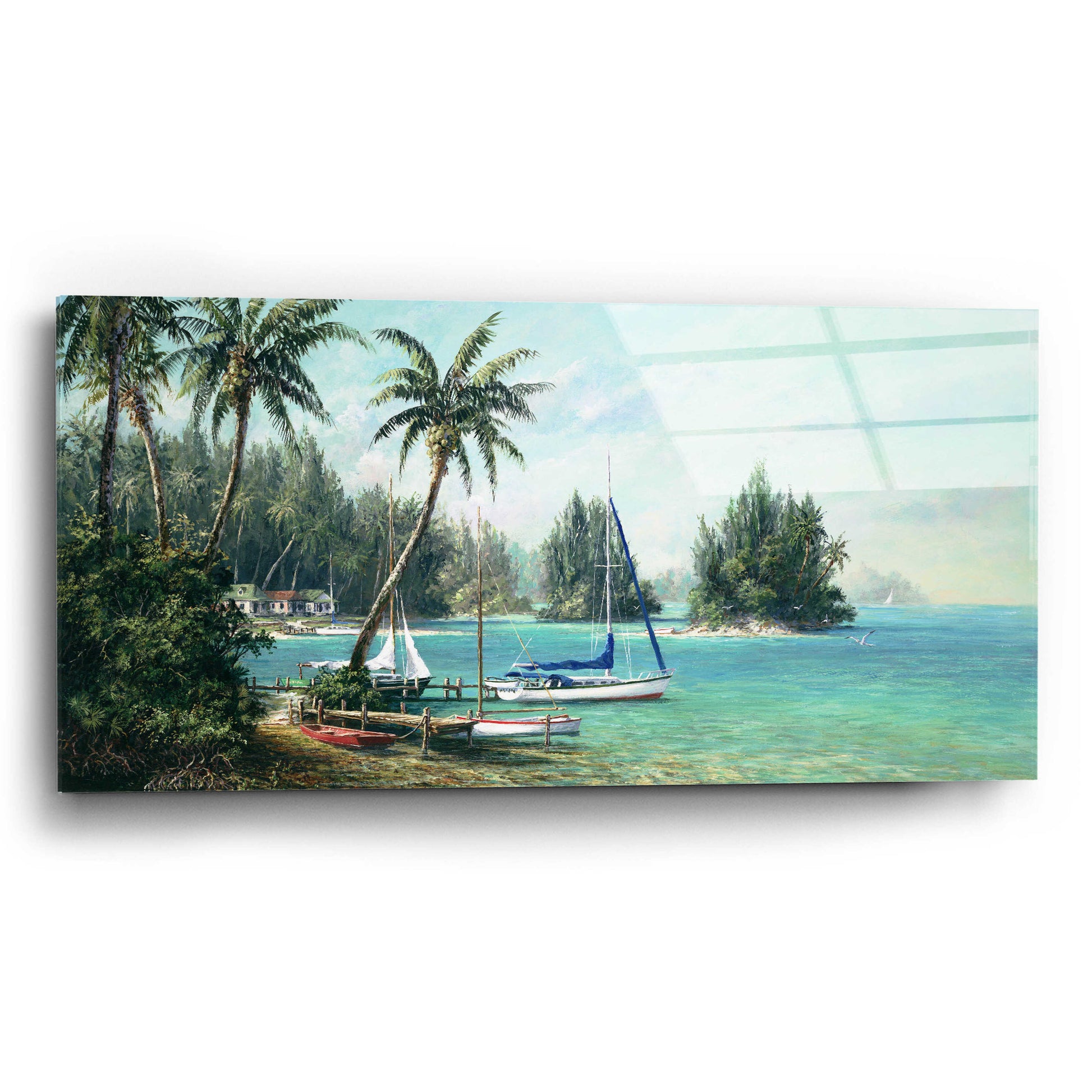 Epic Art 'Island Cove' by Art Fronckowiak, Acrylic Glass Wall Art,24x12