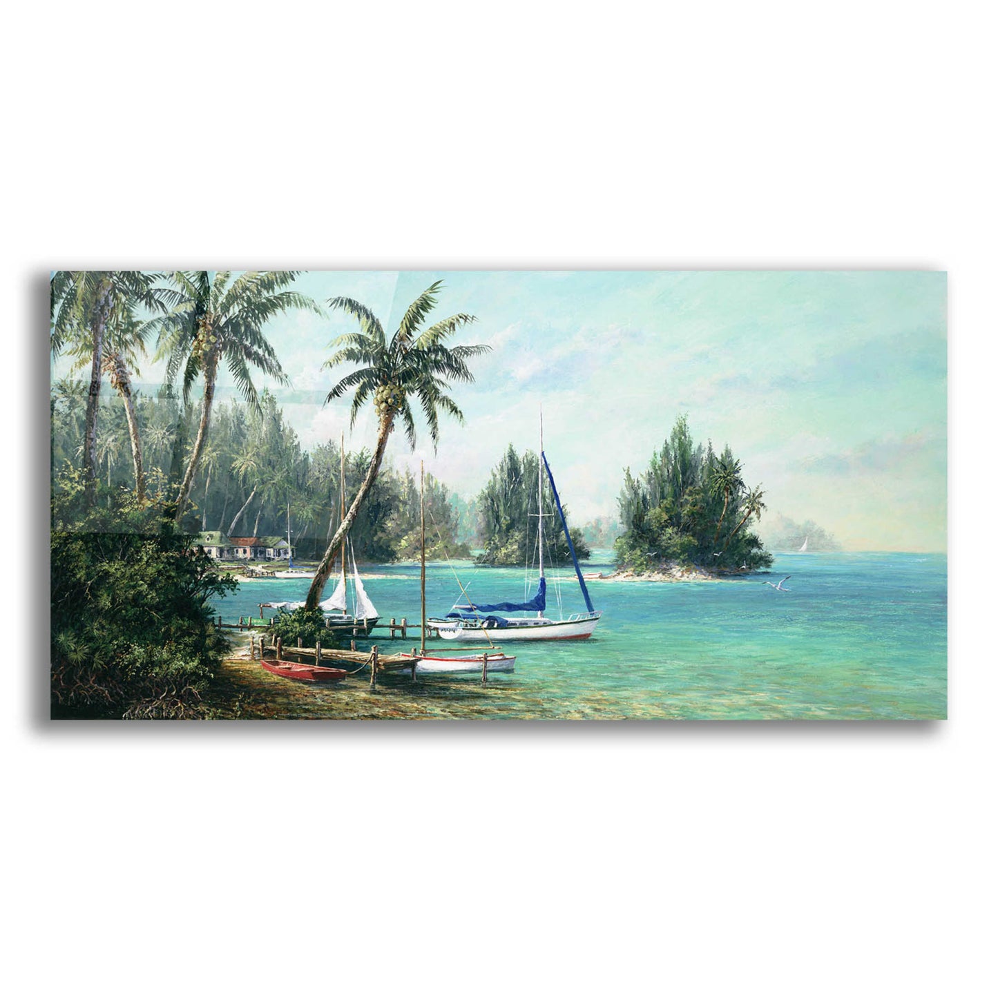 Epic Art 'Island Cove' by Art Fronckowiak, Acrylic Glass Wall Art,24x12