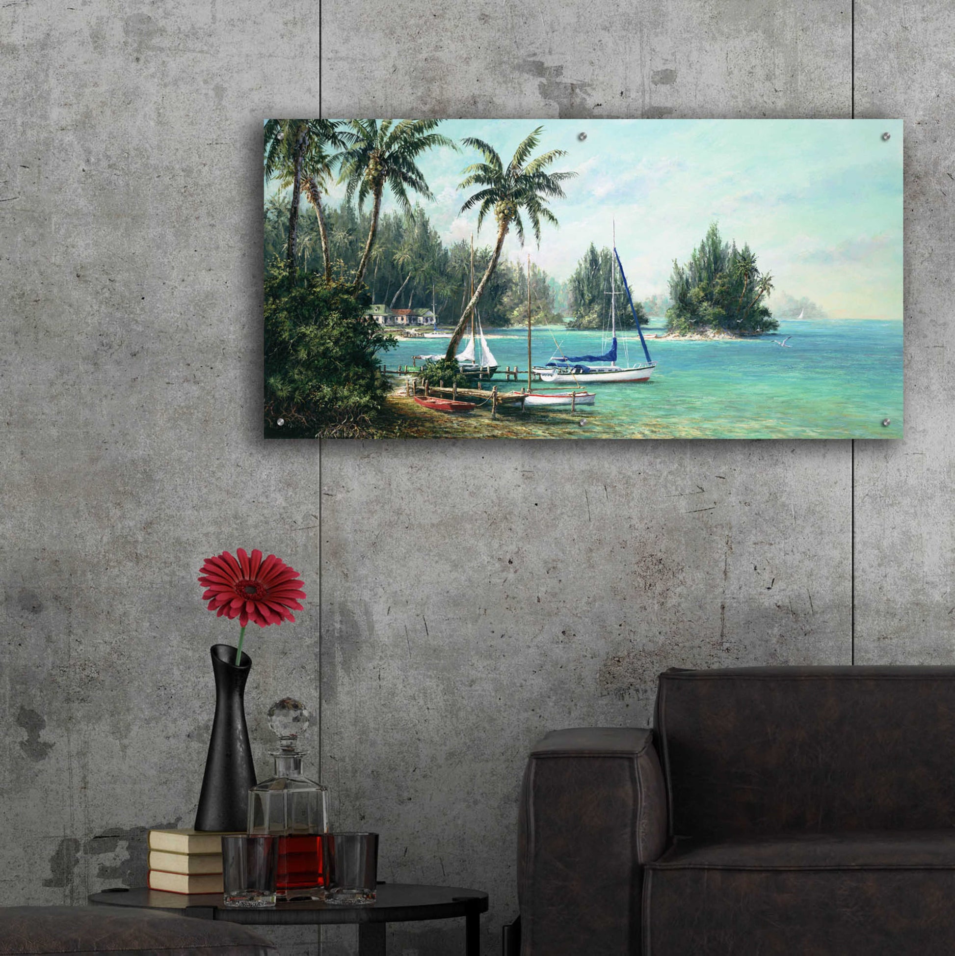 Epic Art 'Island Cove' by Art Fronckowiak, Acrylic Glass Wall Art,48x24