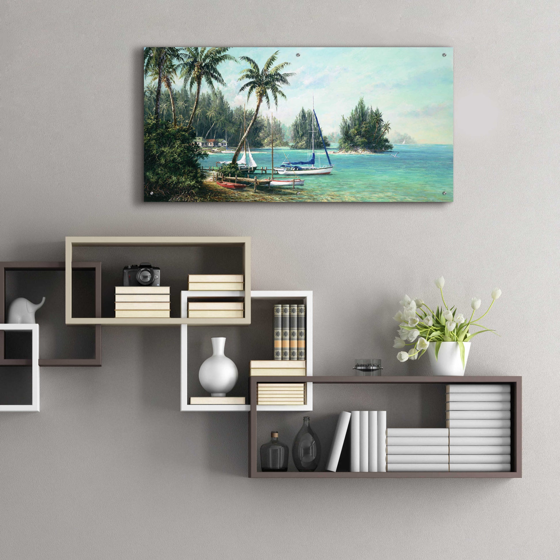 Epic Art 'Island Cove' by Art Fronckowiak, Acrylic Glass Wall Art,48x24