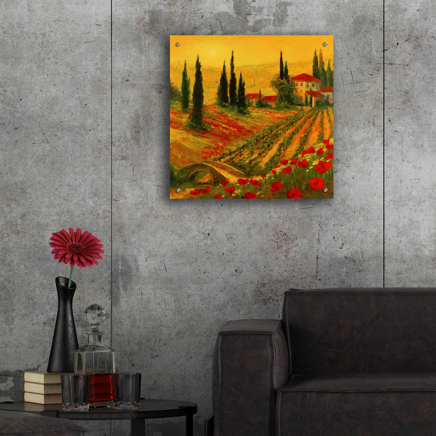 Epic Art 'Poppies of Toscano I' by Art Fronckowiak, Acrylic Glass Wall Art,24x24