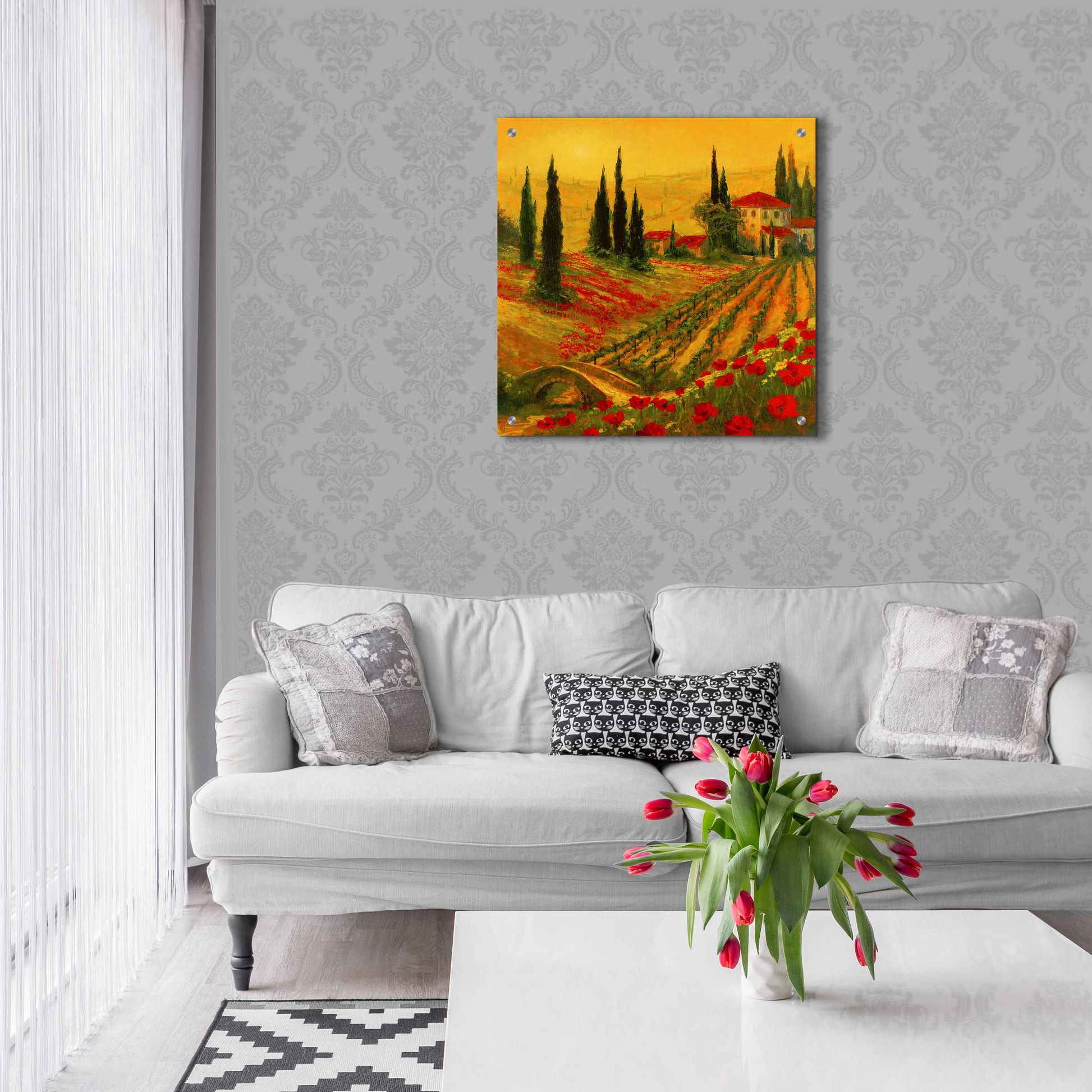 Epic Art 'Poppies of Toscano I' by Art Fronckowiak, Acrylic Glass Wall Art,24x24