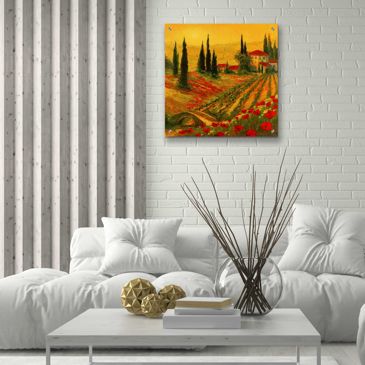 Epic Art 'Poppies of Toscano I' by Art Fronckowiak, Acrylic Glass Wall Art,24x24