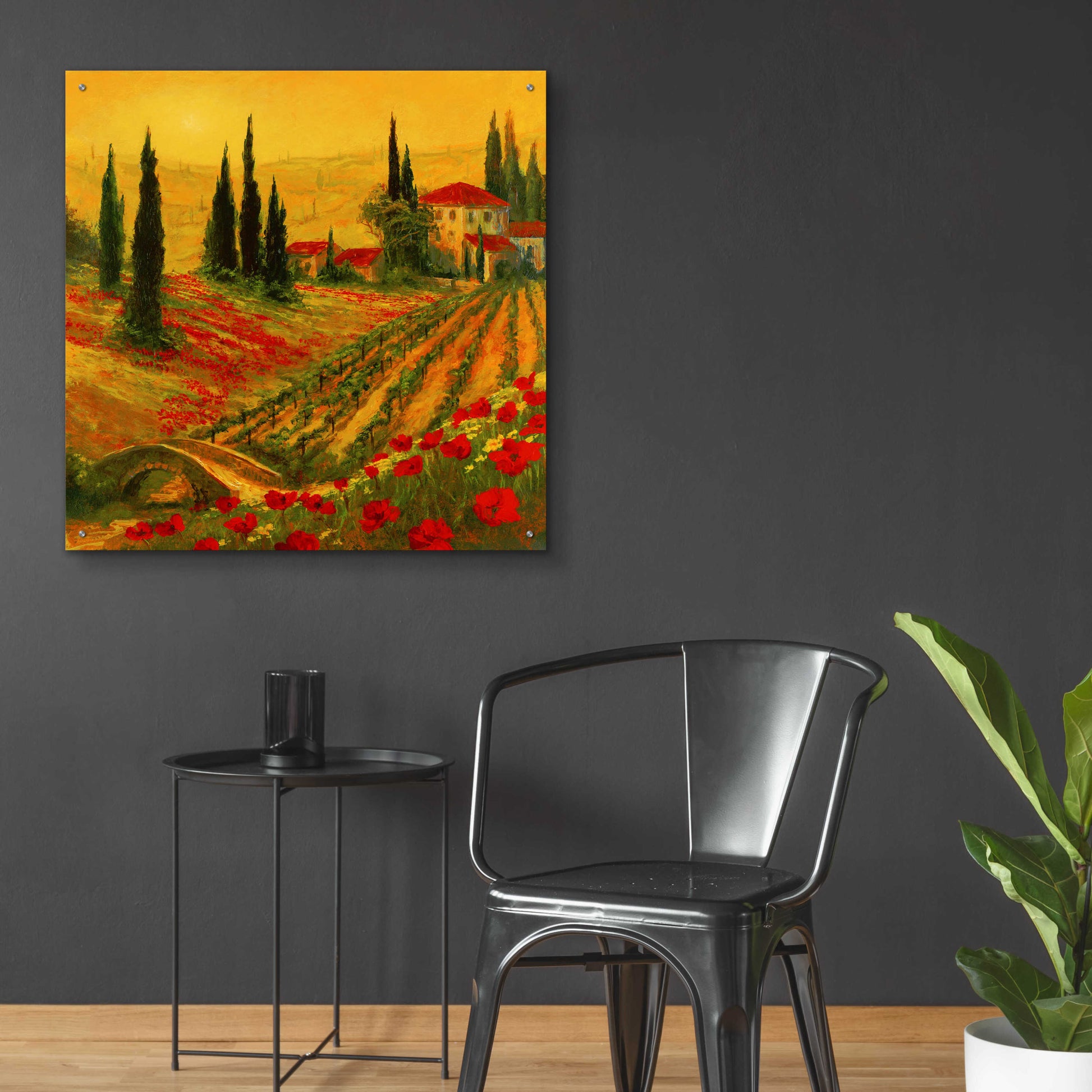 Epic Art 'Poppies of Toscano I' by Art Fronckowiak, Acrylic Glass Wall Art,36x36