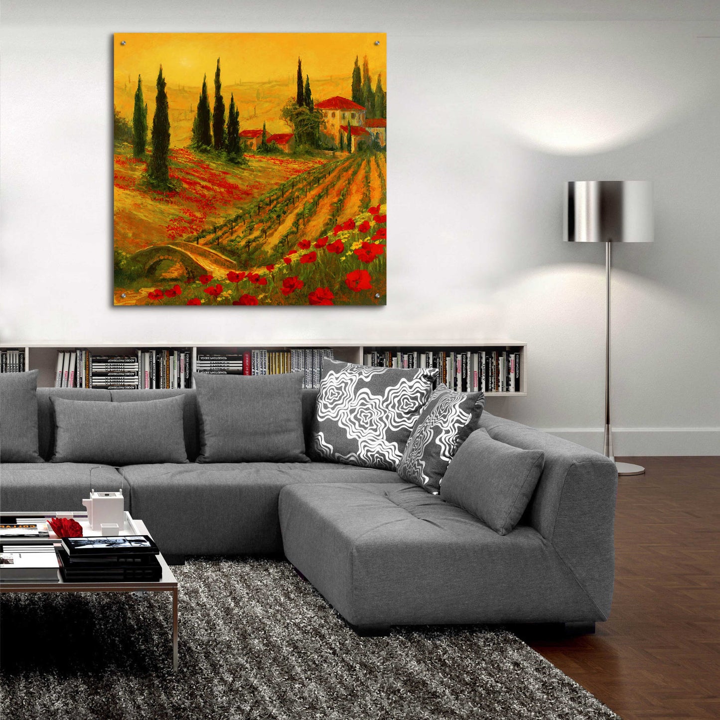 Epic Art 'Poppies of Toscano I' by Art Fronckowiak, Acrylic Glass Wall Art,36x36